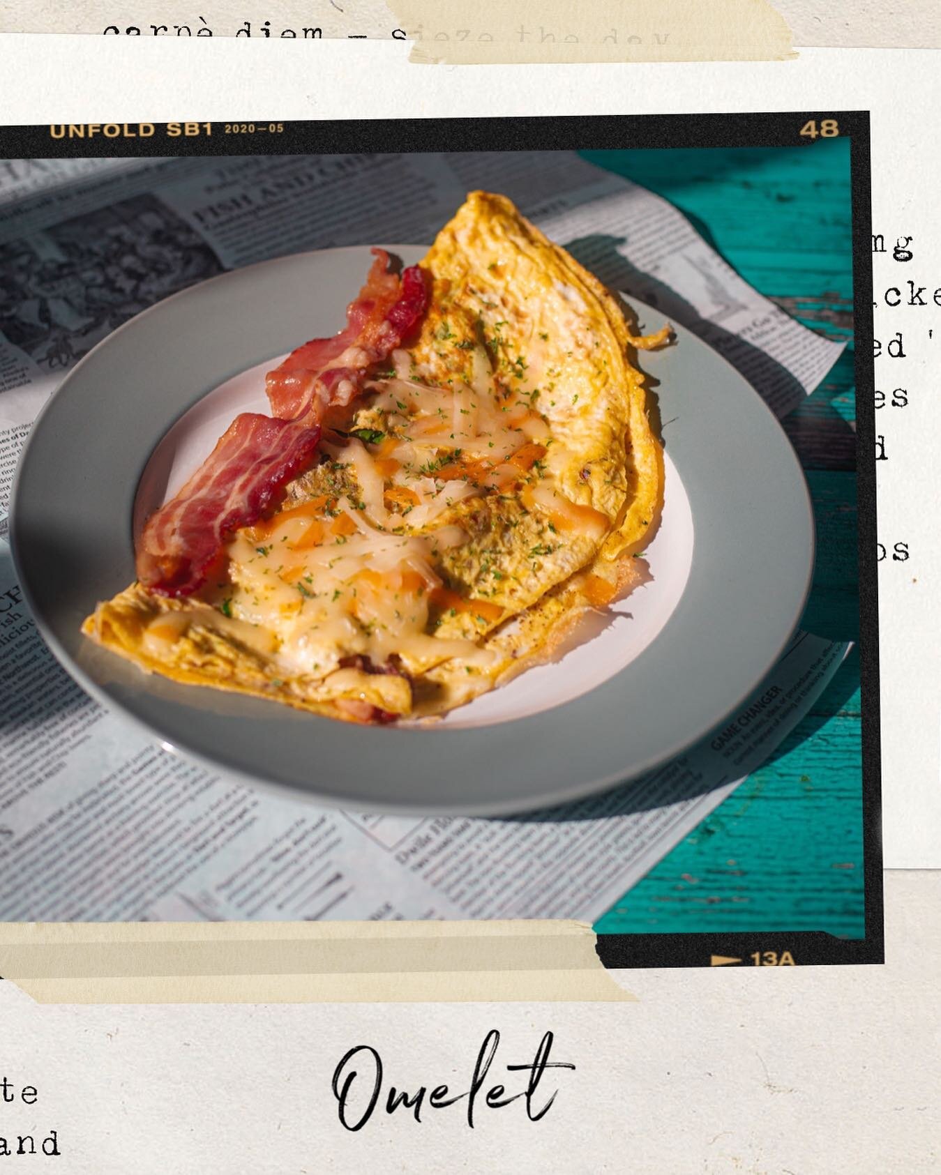 The word omelette is French, from a root meaning &quot;thin, small plate,&quot; a reference to an omelette's flat shape. Historians have traced the omelette back to ancient Persia, where cooks made savory dishes using beaten eggs. .
.
.
Made by: @nor