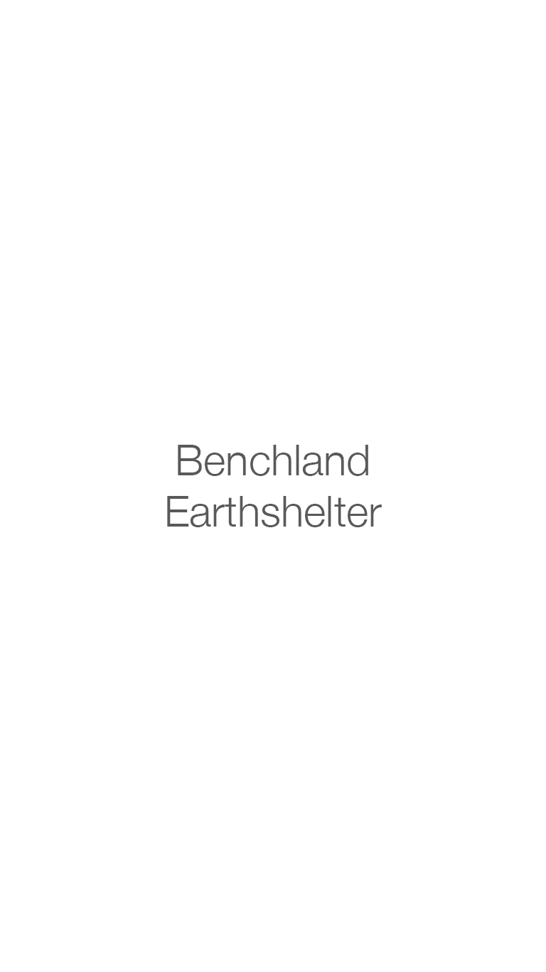 The cover of a publication featuring the title 'Bencland Earthshelter' with a white background and minimal design.