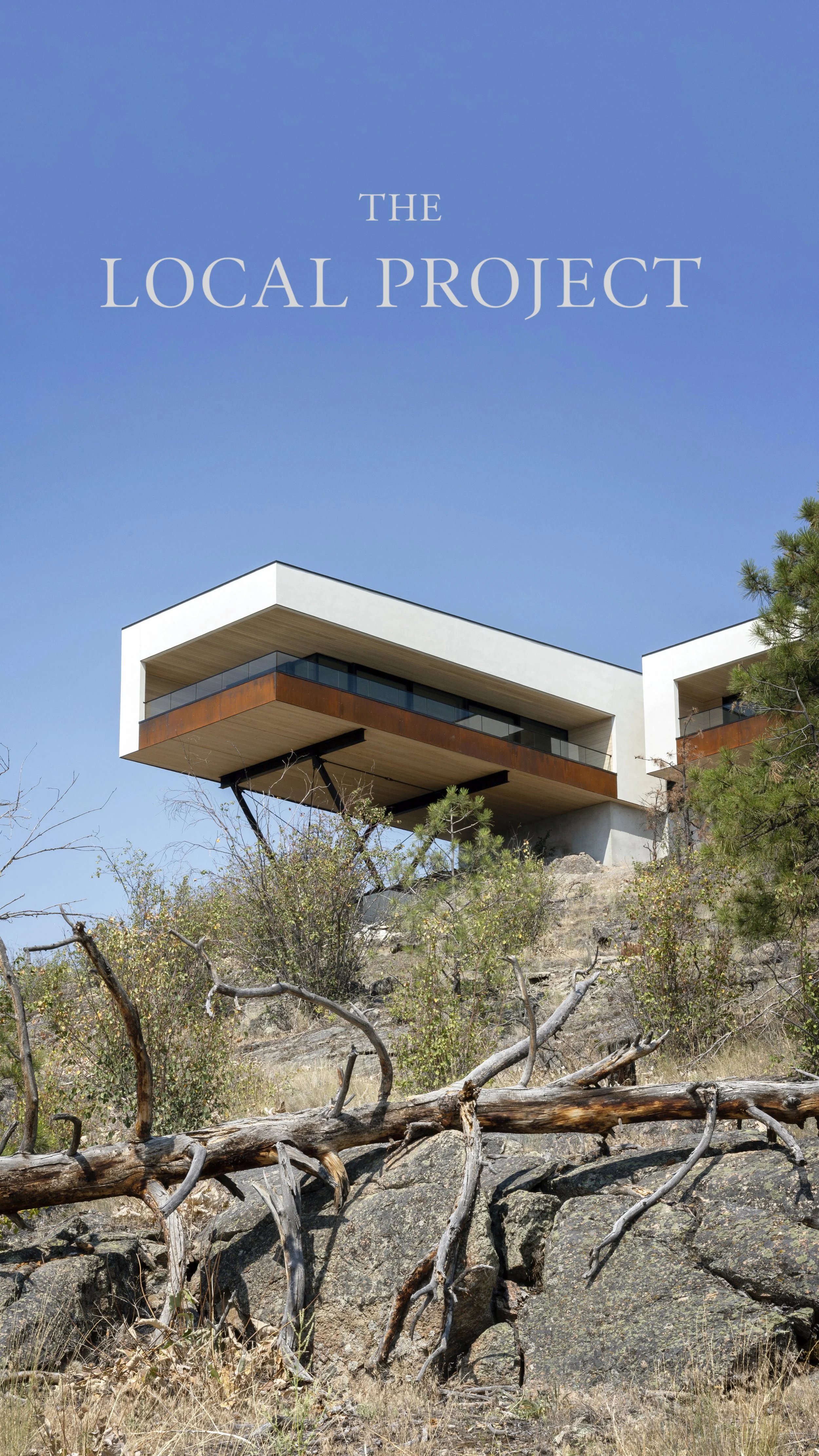 The Kinglet Perch House cantilevering over the dry landscape below.