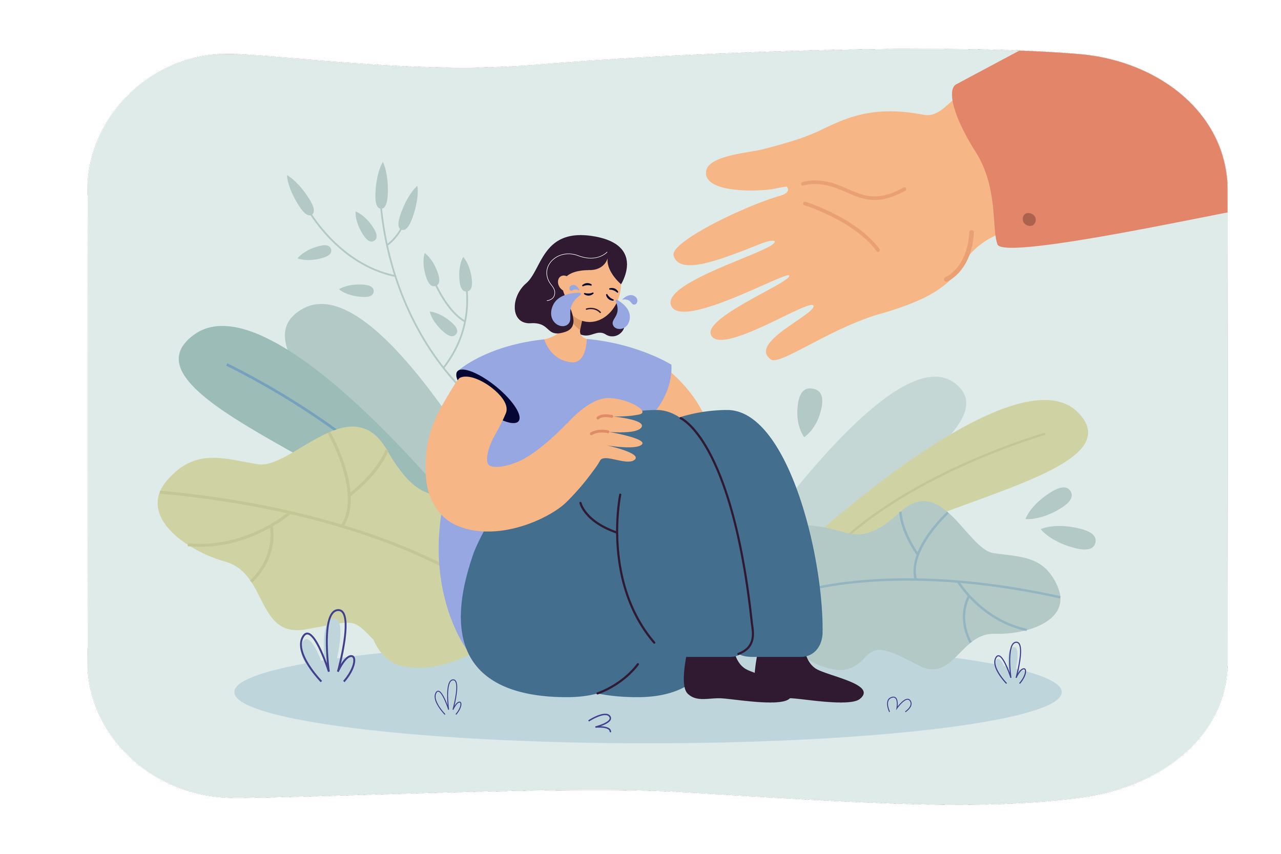 Illustration representing emotional distress and mental health support.