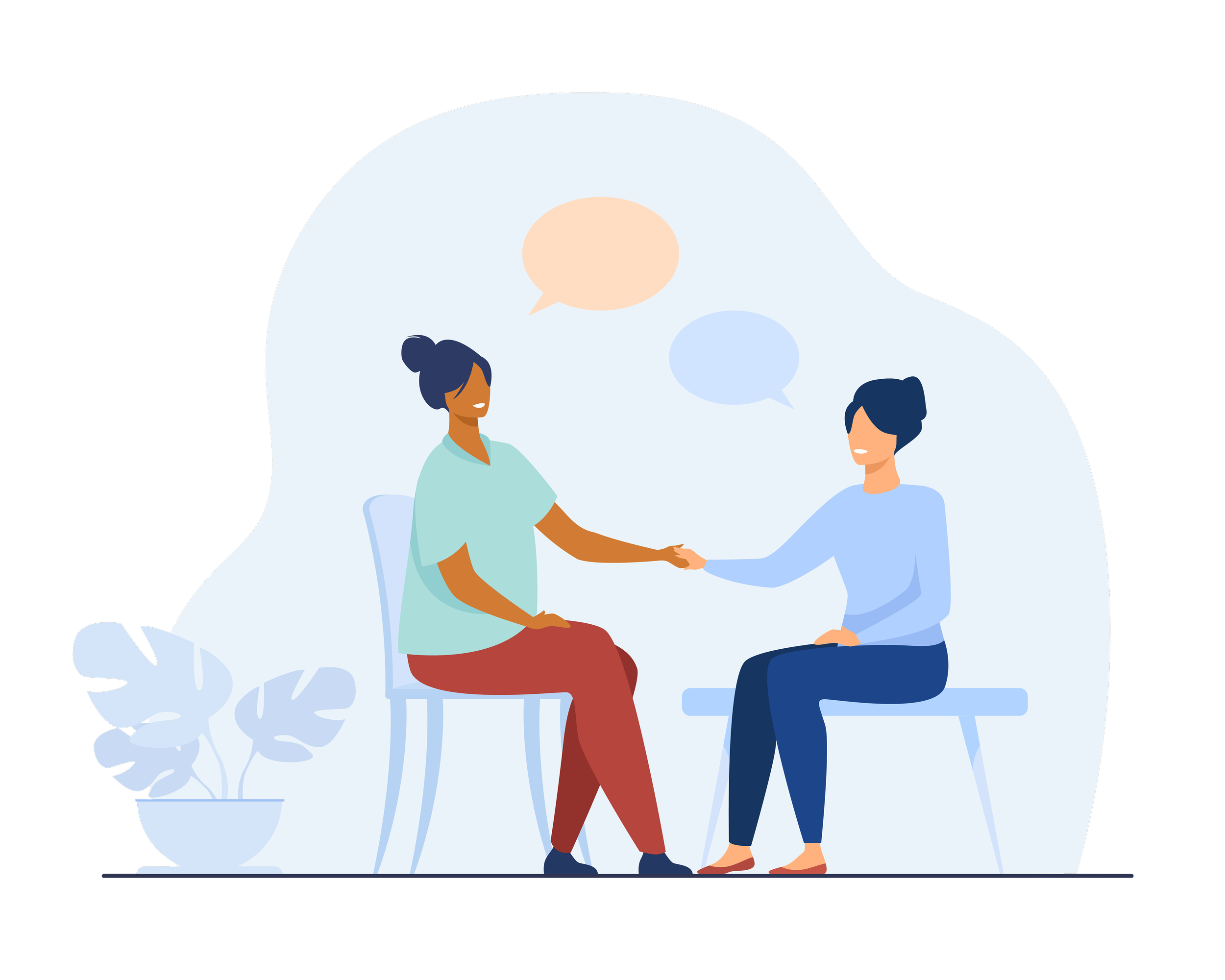 Illustration of emotional support and therapeutic connection.