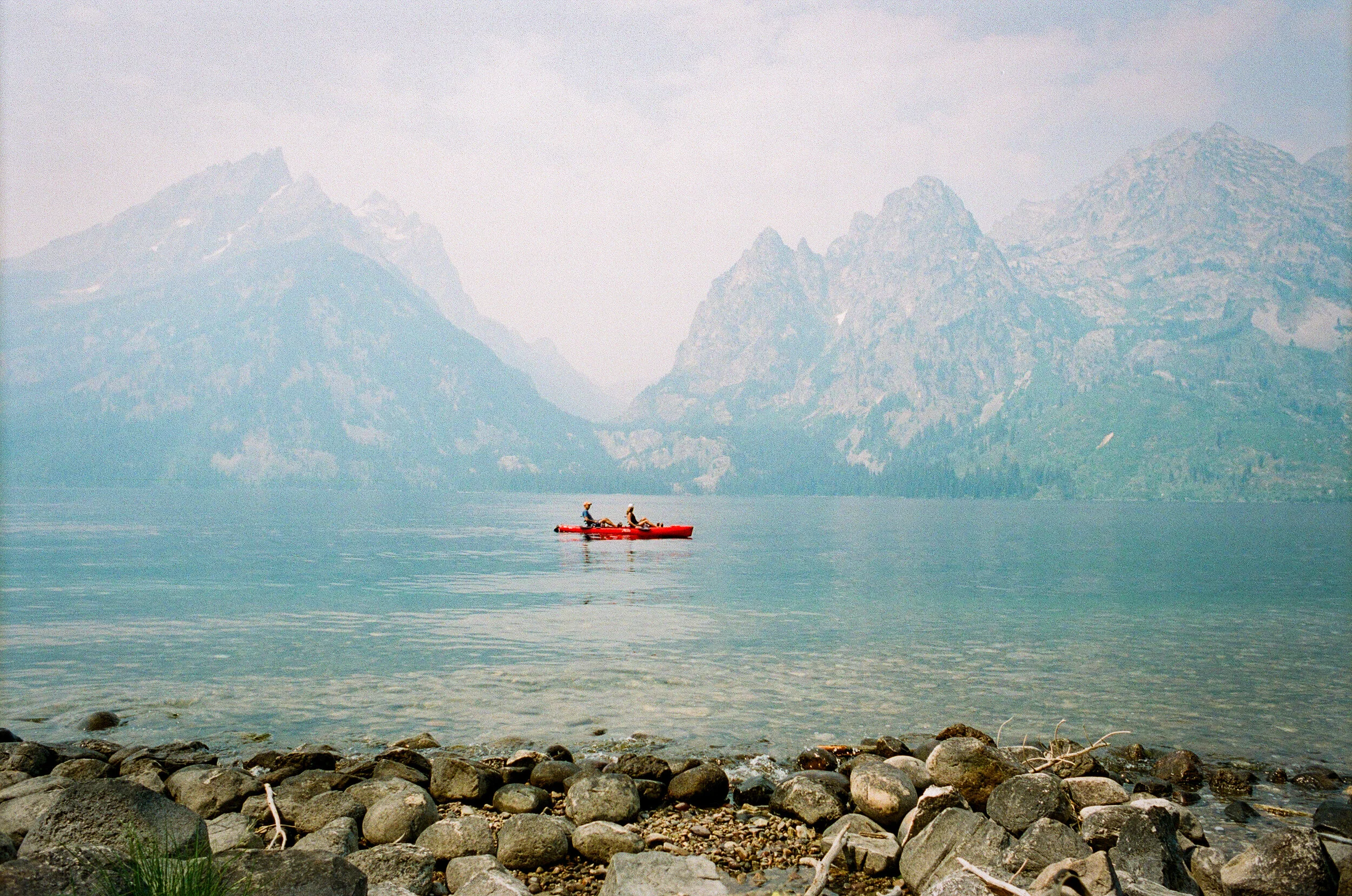 Grand Tetons and Red Kayak - Emma Albert