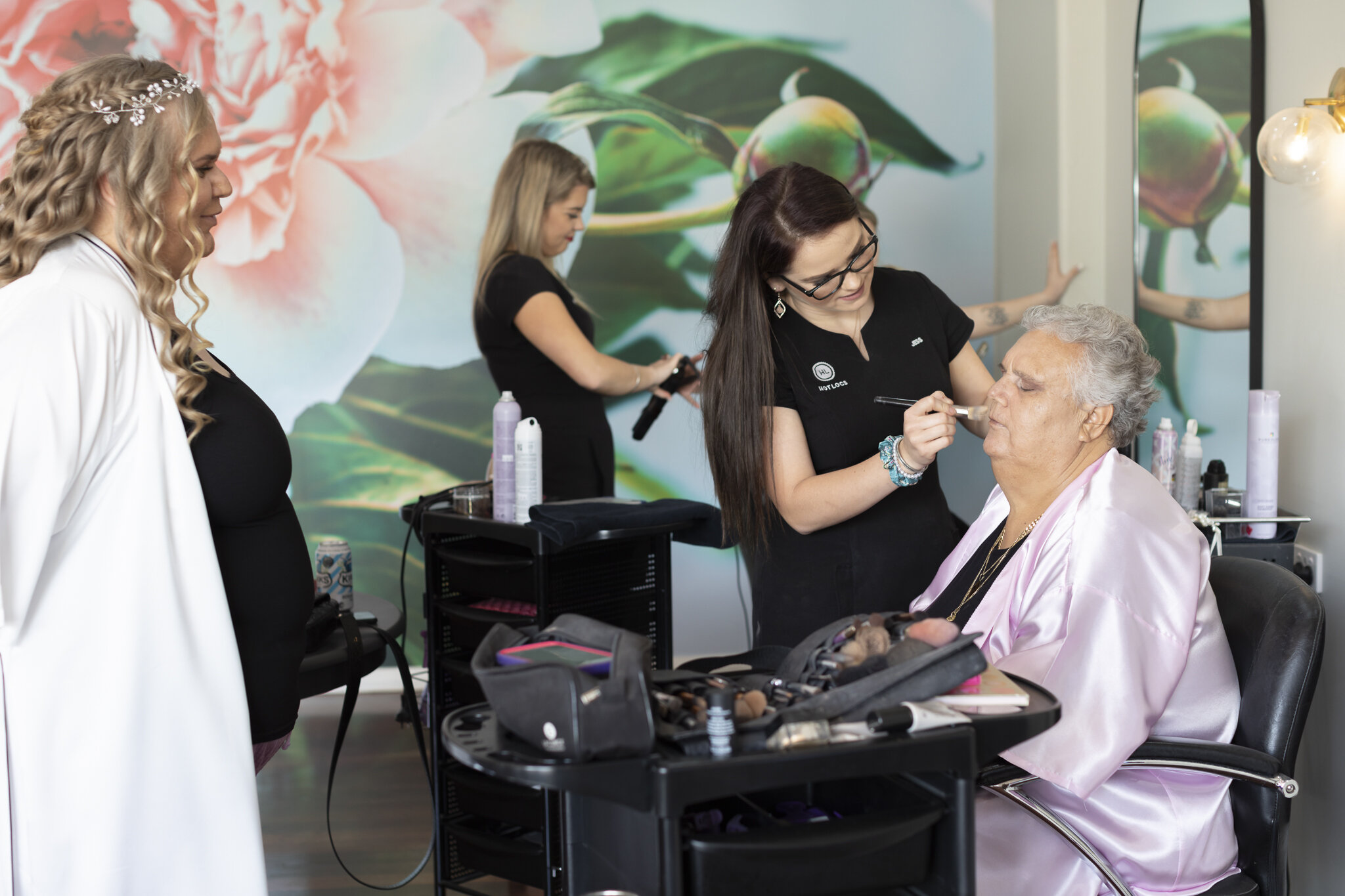 Bride and Mother  getting makeup done for wedding at Hot Locks - Geraldton photography.jpg