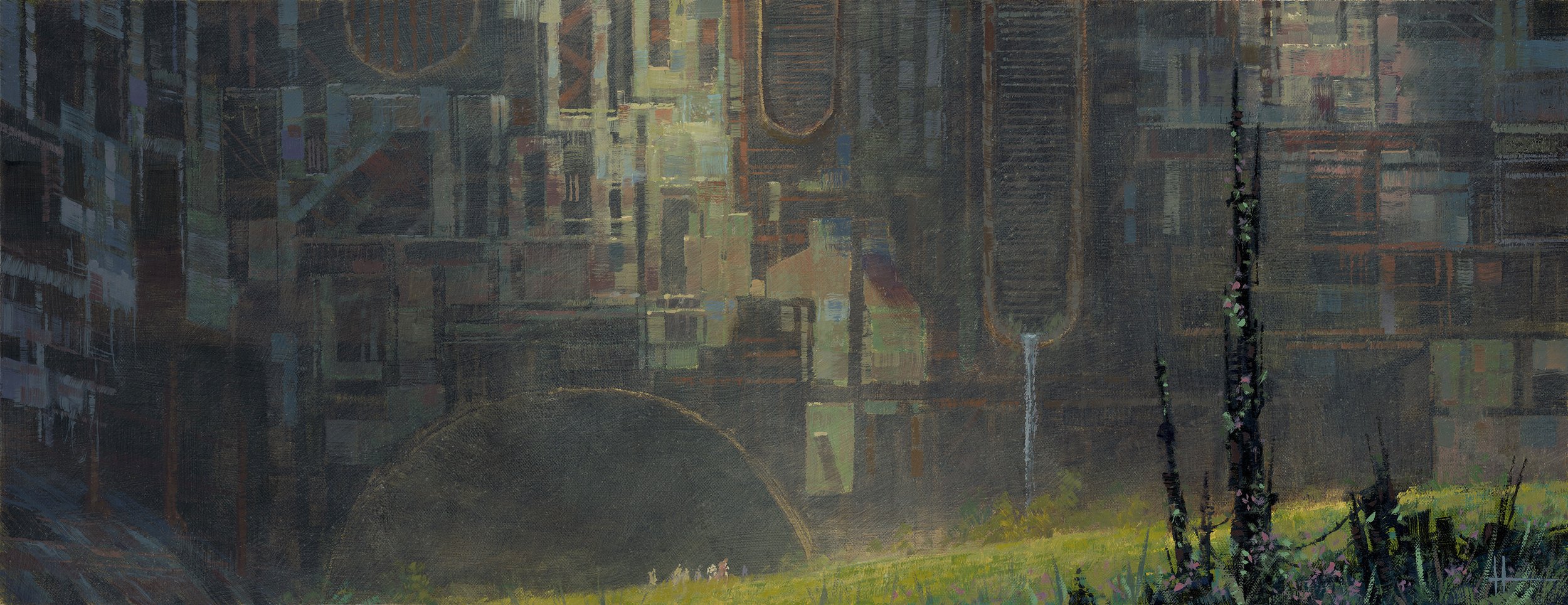 Oasis (study) : 25" x 10" (63.5cm x 25.4cm) : Oil on linen : Exhibited at LOCALS 2025, Outré Gallery, Melbourne
