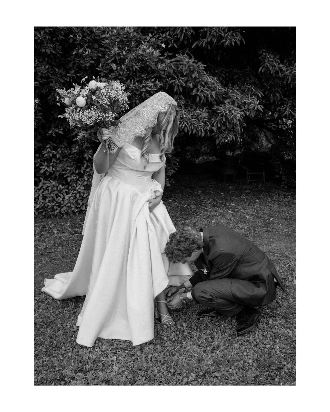 Tucked between a blooming orchard and tall pines.⁠
Birks with socks, and zero stress. Just two people soaking it all in, surrounded by the people who matter most.⁠
⁠
----------------⁠
Em &amp; Eli, 11/10/25⁠
Private Property, Pickering Brook