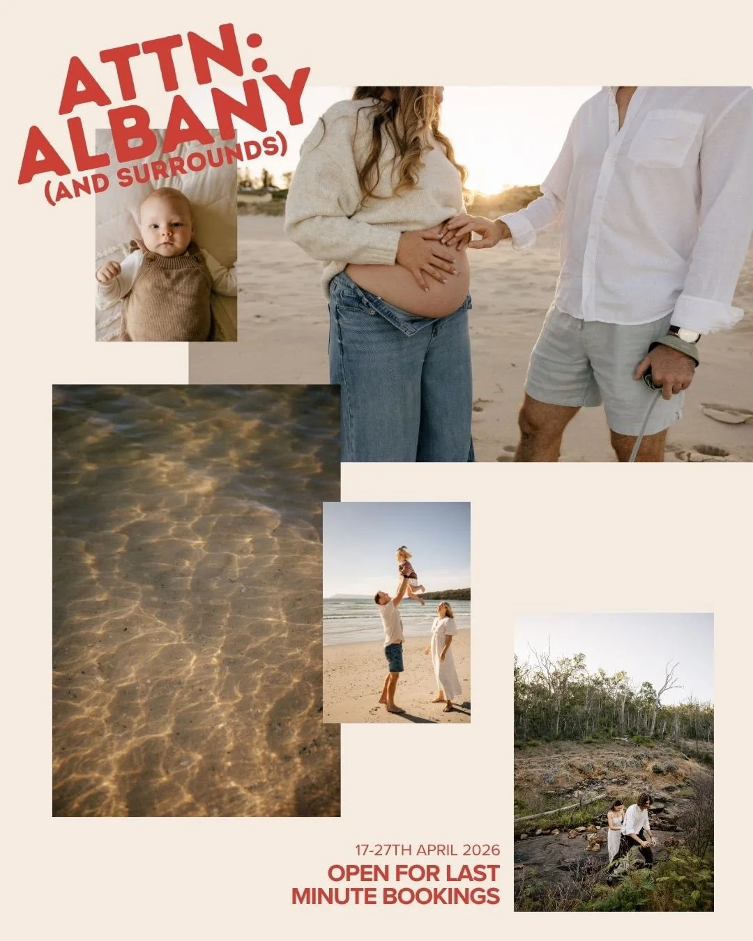 ✨ ATTN: ALBANY AND SURROUNDS ✨

We&rsquo;re going to be in Albany for the next 10 days and figured we may as well keep ourselves a little busy. 
If you&rsquo;ve been thinking about a shoot of any form let us know. 

We&rsquo;re keen for adventures, l