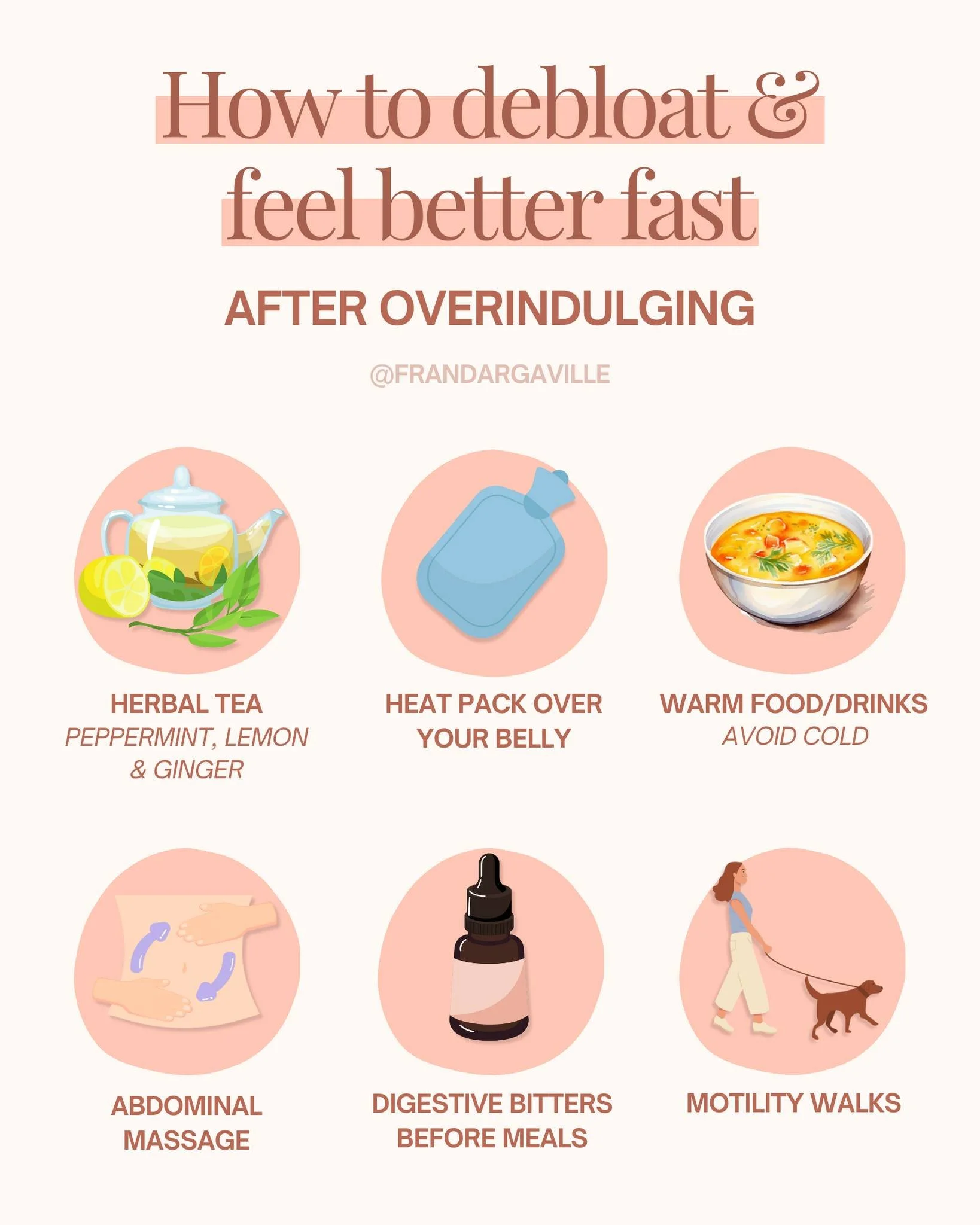 Here&rsquo;s why these help 👇

1️⃣ Herbal Tea
Lemon &amp; ginger kickstart digestion and reduce nausea, while peppermint relaxes gut muscles, eases bloating, and boosts bile flow to clear things out.

2️⃣ Heat Pack Over Your Belly
A heat pack eases 