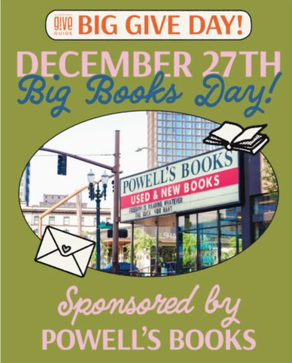 Today is BIG BOOKS DAY, thanks to one of our favorite local bookstores, @powellsbooks 

Donate $10 or more today and you could win a $500 Powell&rsquo;s Books gift card.

✨ Gift cards can be used at any Powell&rsquo;s location&mdash;including the ico