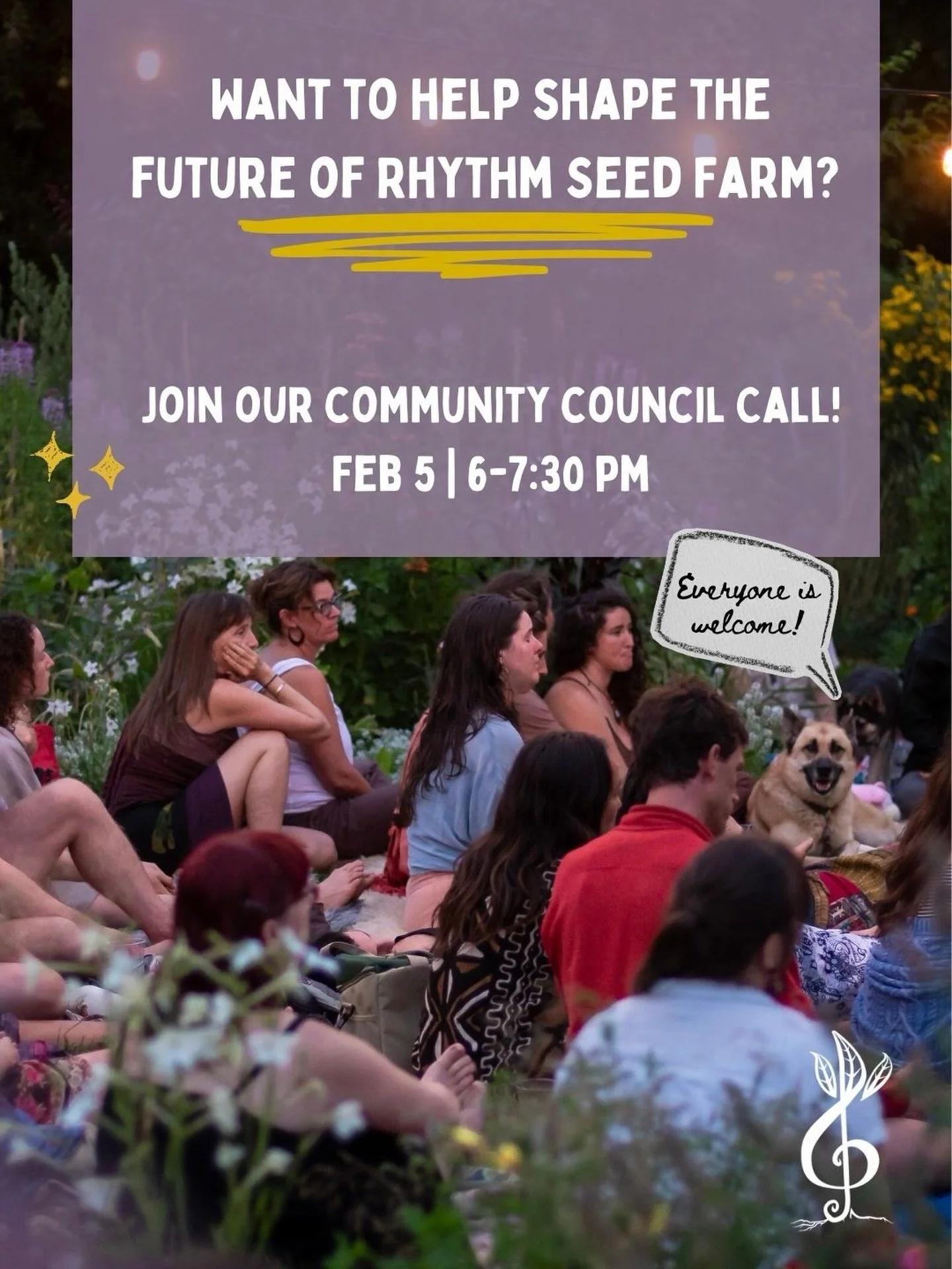 Your voices have always guided this community, and what we&rsquo;ve grown together is because of you.&nbsp;☀️🙏🏼

If you feel called, please&nbsp;join us for a Community Council Call to join together to help shape the vision of Rhythm Seed Farm.&nbs
