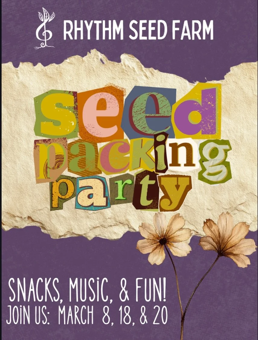 Last SEED PACKING PARTIES of the year. 🌱

We&rsquo;re gathering at the Seedhouse to pack seeds, share good conversation, enjoy snacks and music, and get ready for the growing season ahead.

These seed packing days are some of our favorite community 