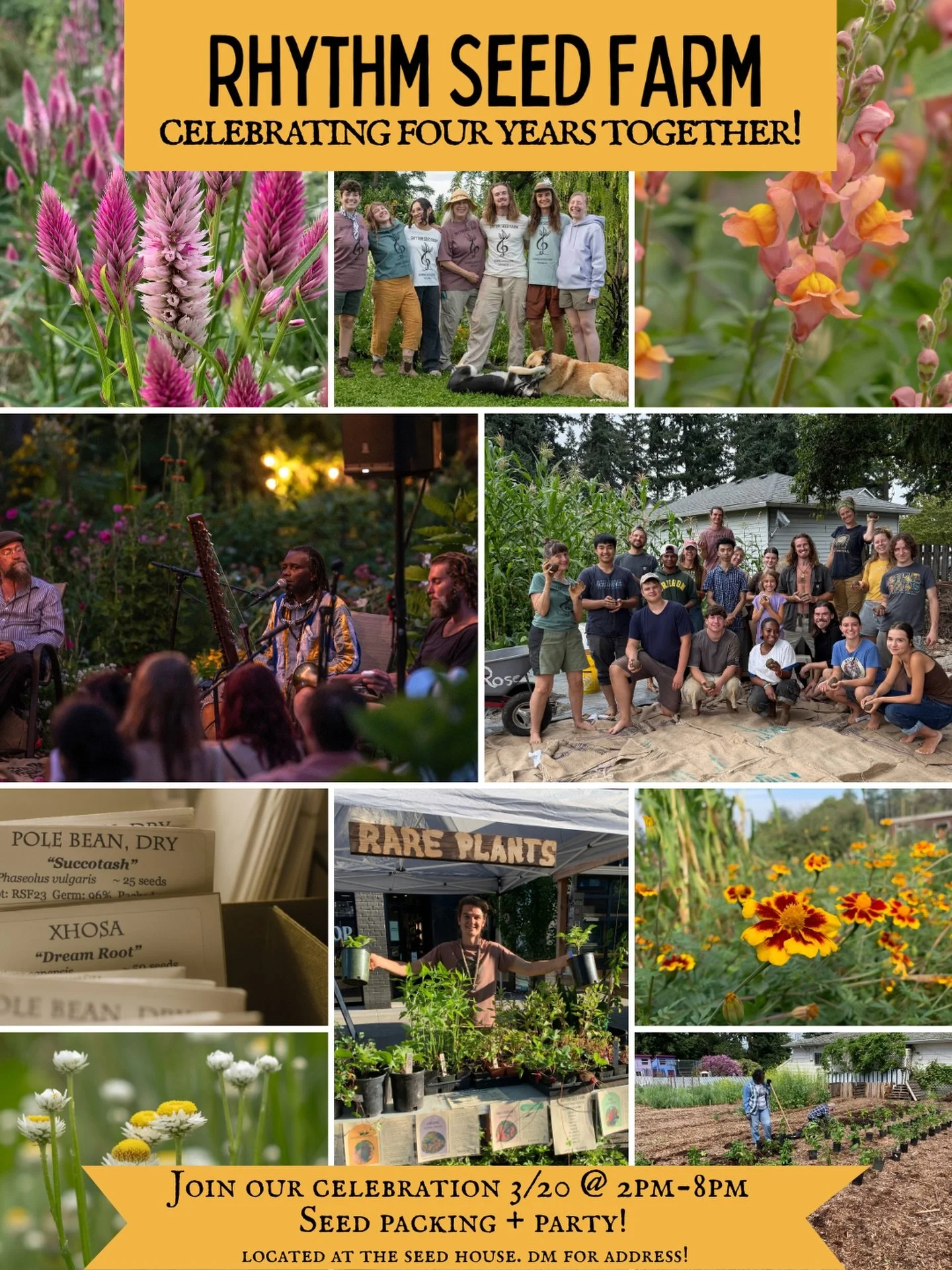 Come celebrate 4 years together 🌿✨
March 20 | 2&ndash;8pm
Seed Packing Party + Celebration

Our work has been made possible by YOU, our community. From the Cully neighborhood and beyond, your support: through donations, materials, and countless volu