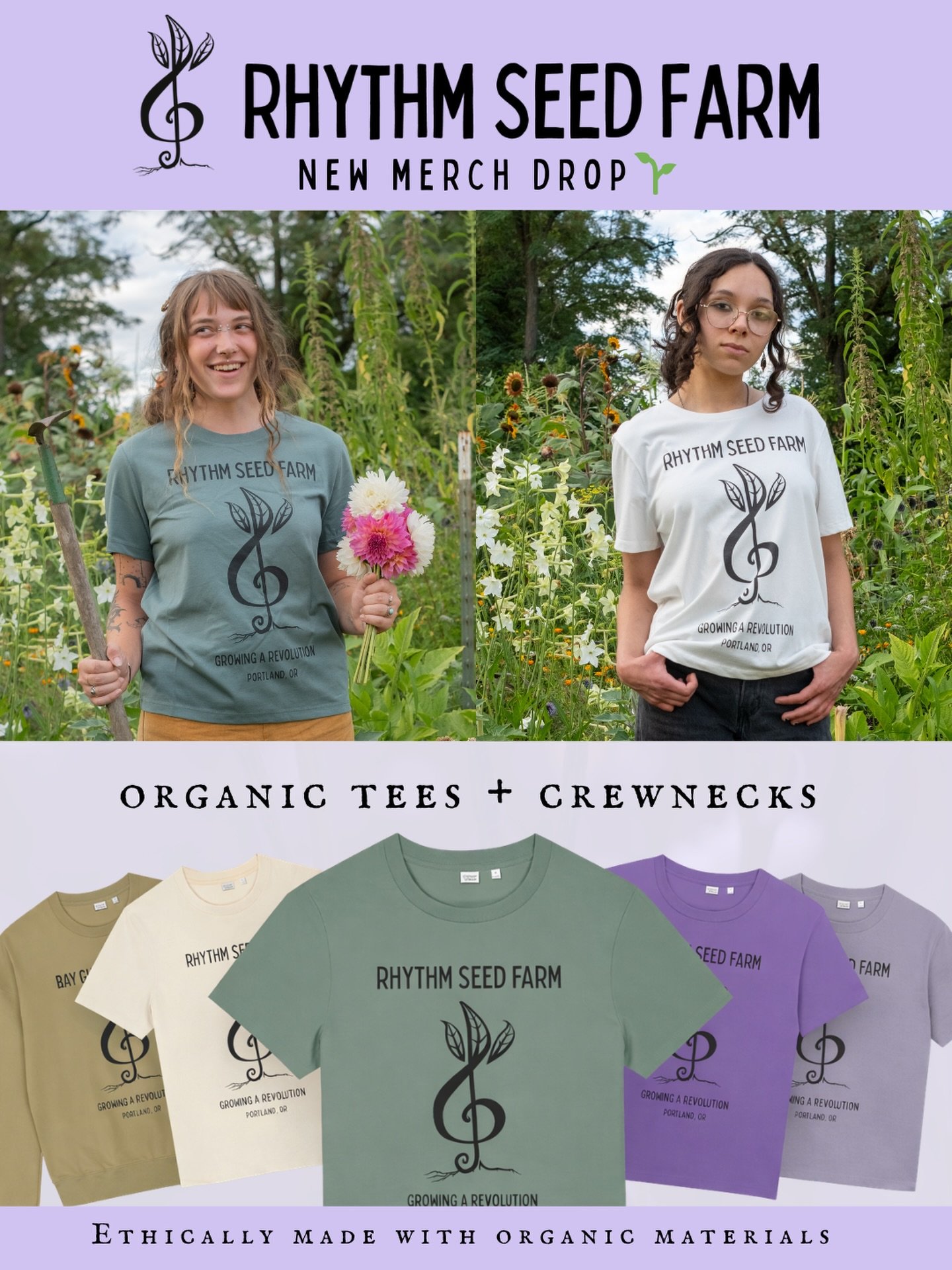 New merch drop 🌱

Our organic tees and crewnecks are here! They are soft, durable, and made for everyday wear.

Ethically made with organic materials, each piece reflects our commitment to the earth and the people who care for it.

You&rsquo;ve been