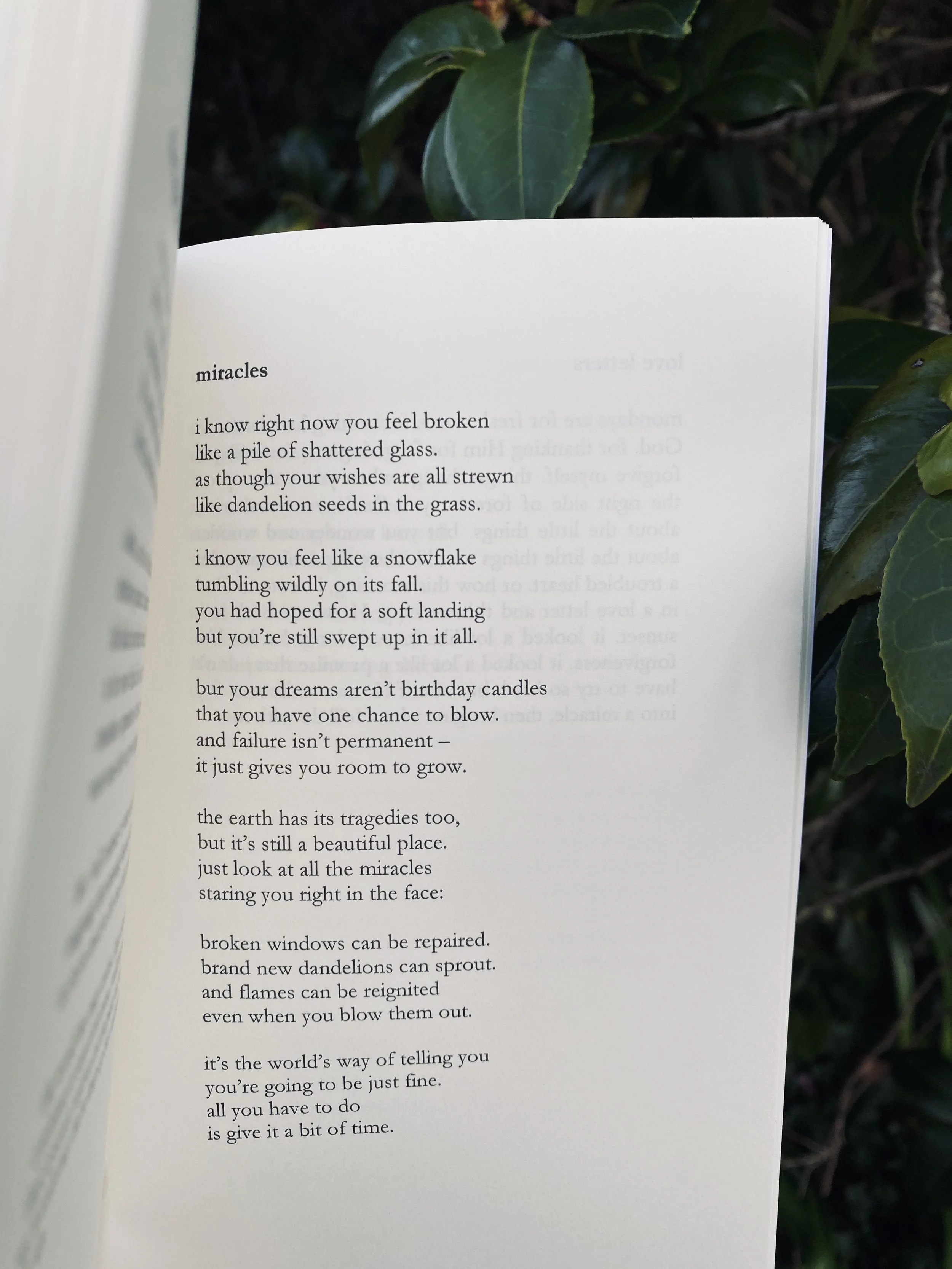 miracles poem from fleeting things