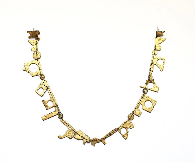Brooch - Materials: zinc, gold leaf, silk, pins - sold