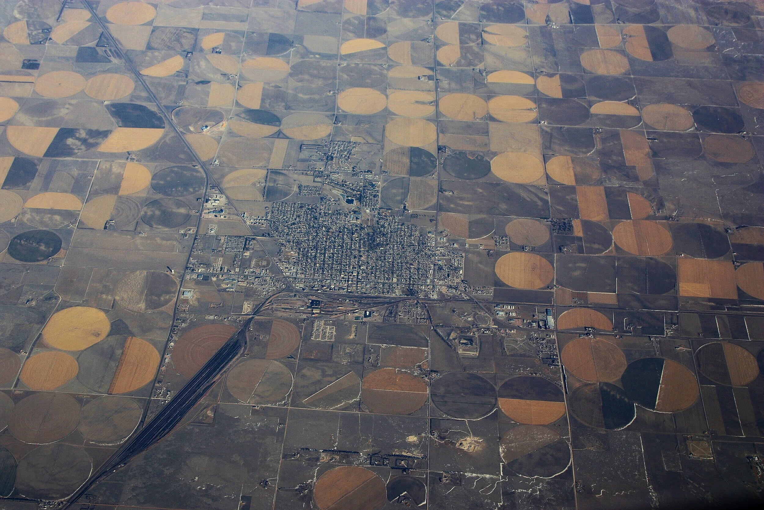 Colorado from the air. I guesss those are irrigation circles.