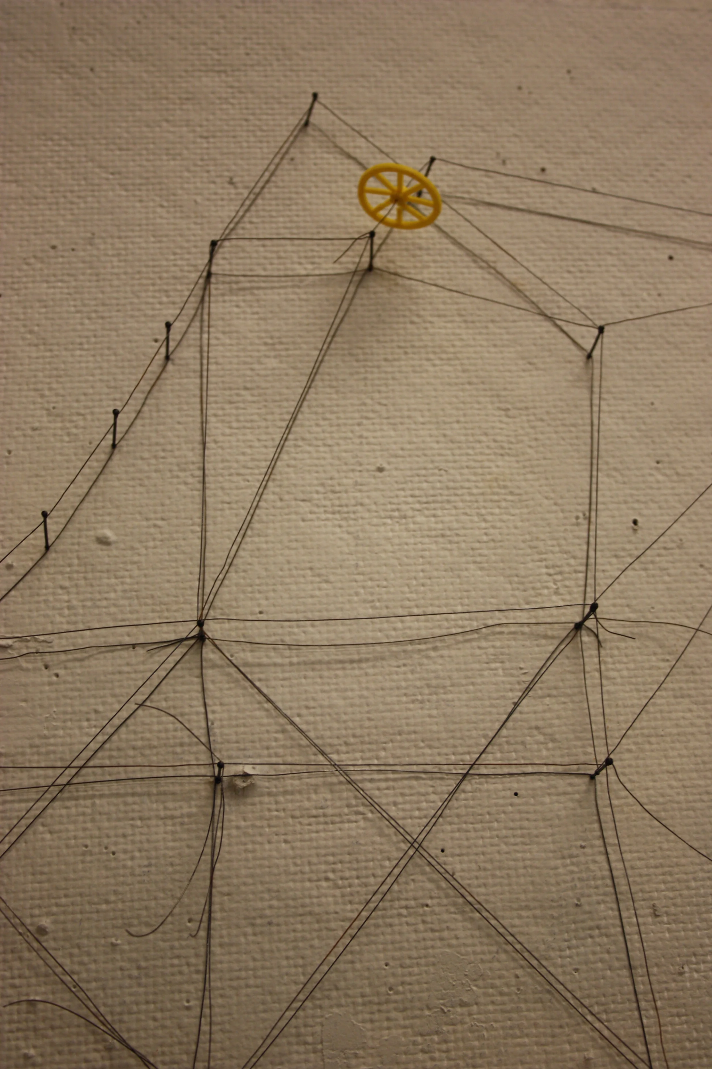 steel pins, wire, found object