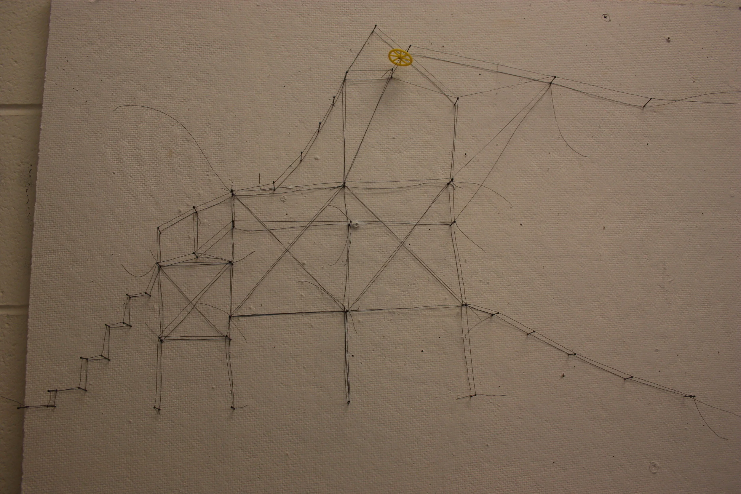 steel pins, wire, found object