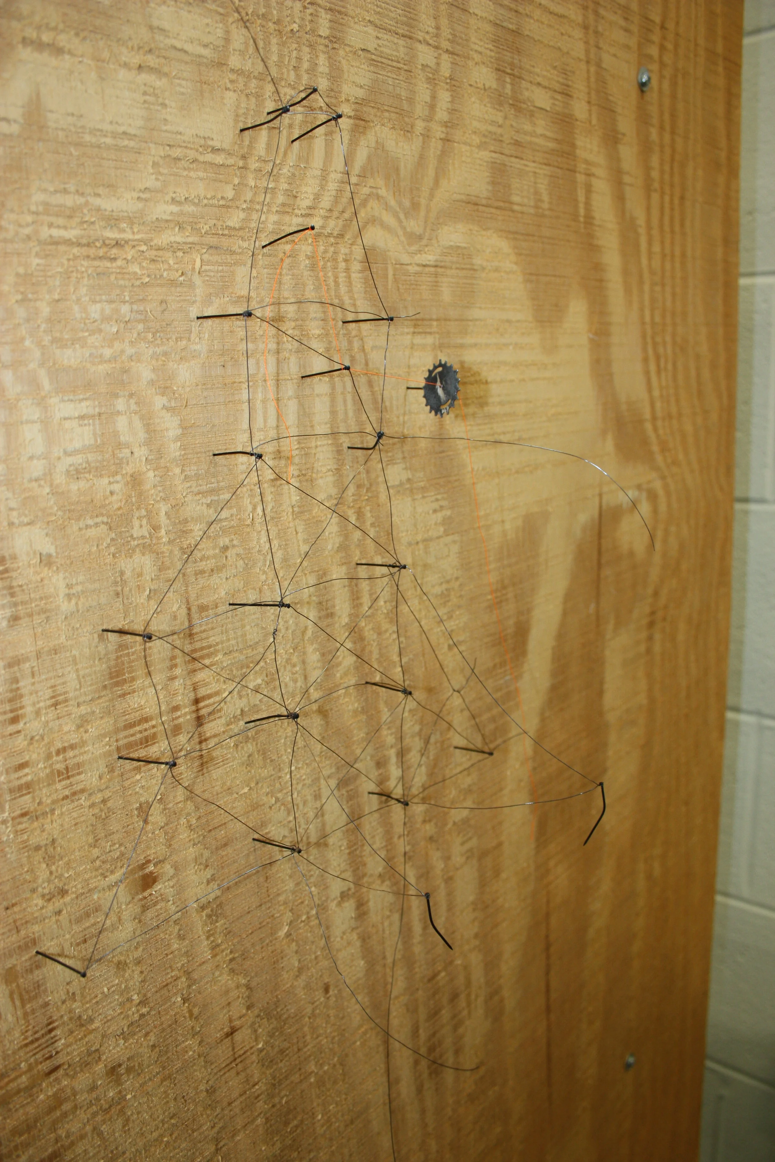 steel pins, wire, found object