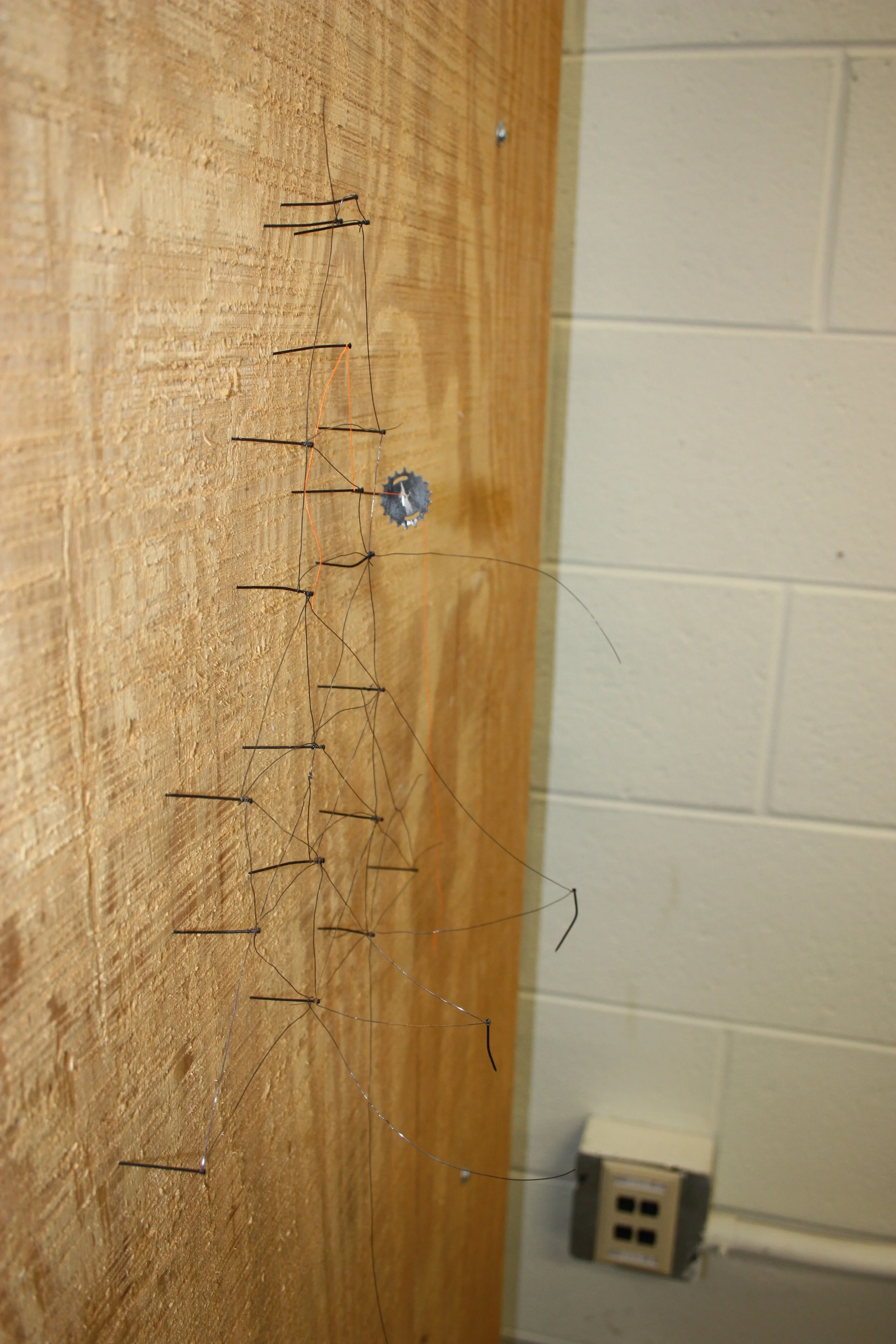 steel pins, wire, found object