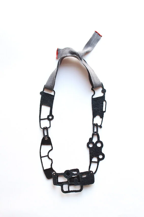 New Routes - Materials: steel, silver, aluminium, sealing wax, woven ribbon - sold