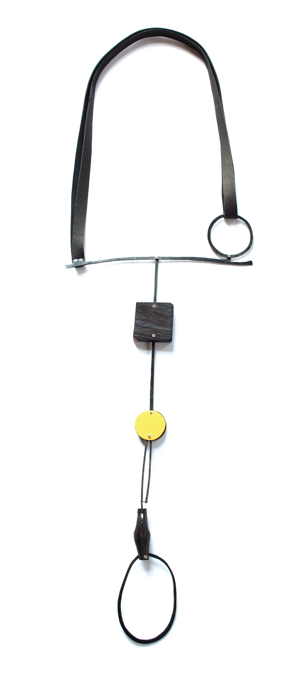 Balance I. /side I./ - Materials: steel, leather, African black wood, laminate, silver - sold