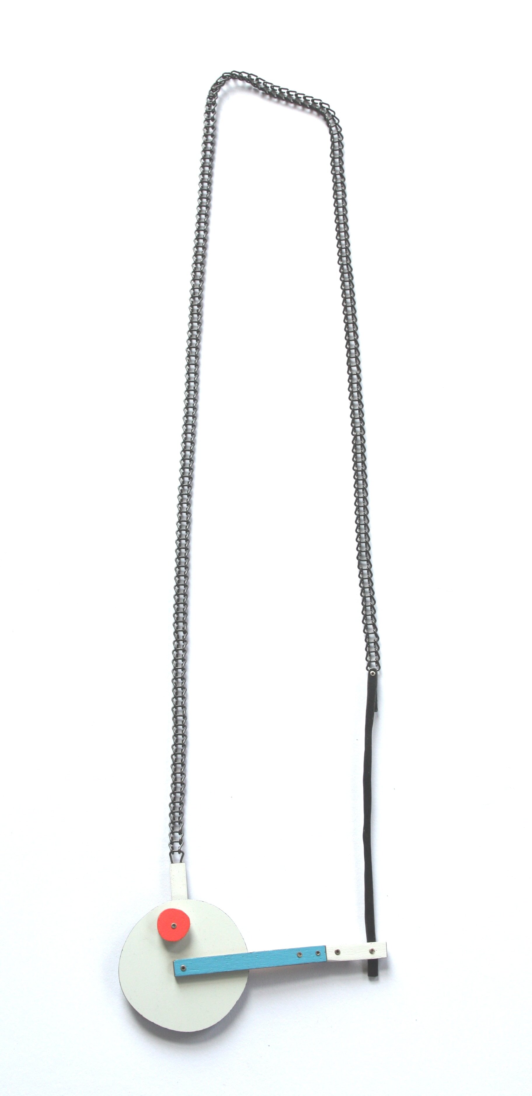 Locomotive/ Steammachine - Materials: enamelled steel, wood, silver, chain, paint, zinc - sold 