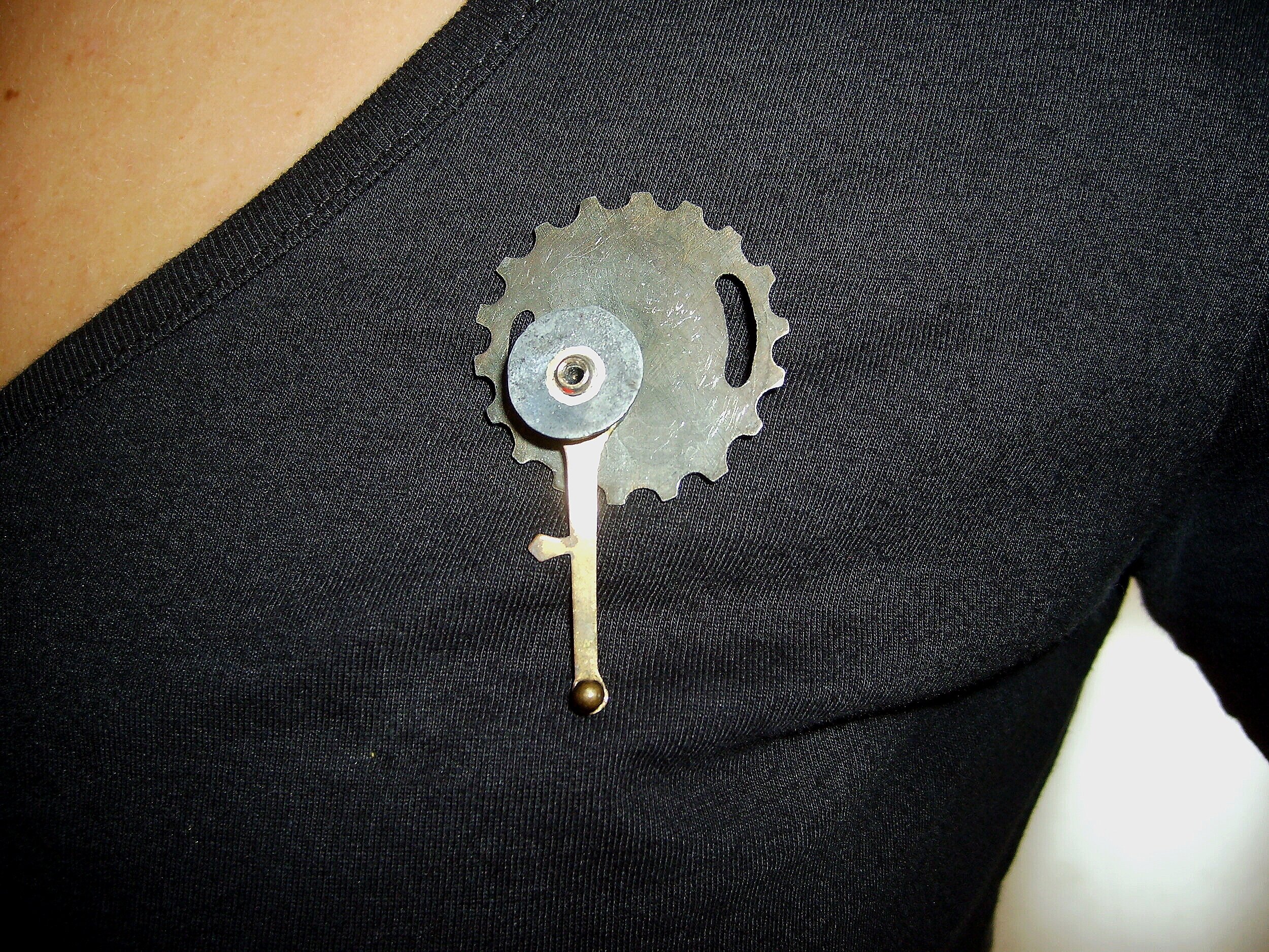 Turn Me On 'Nr 7' - Materials: etched zinc, found object, pus pin  - sold 