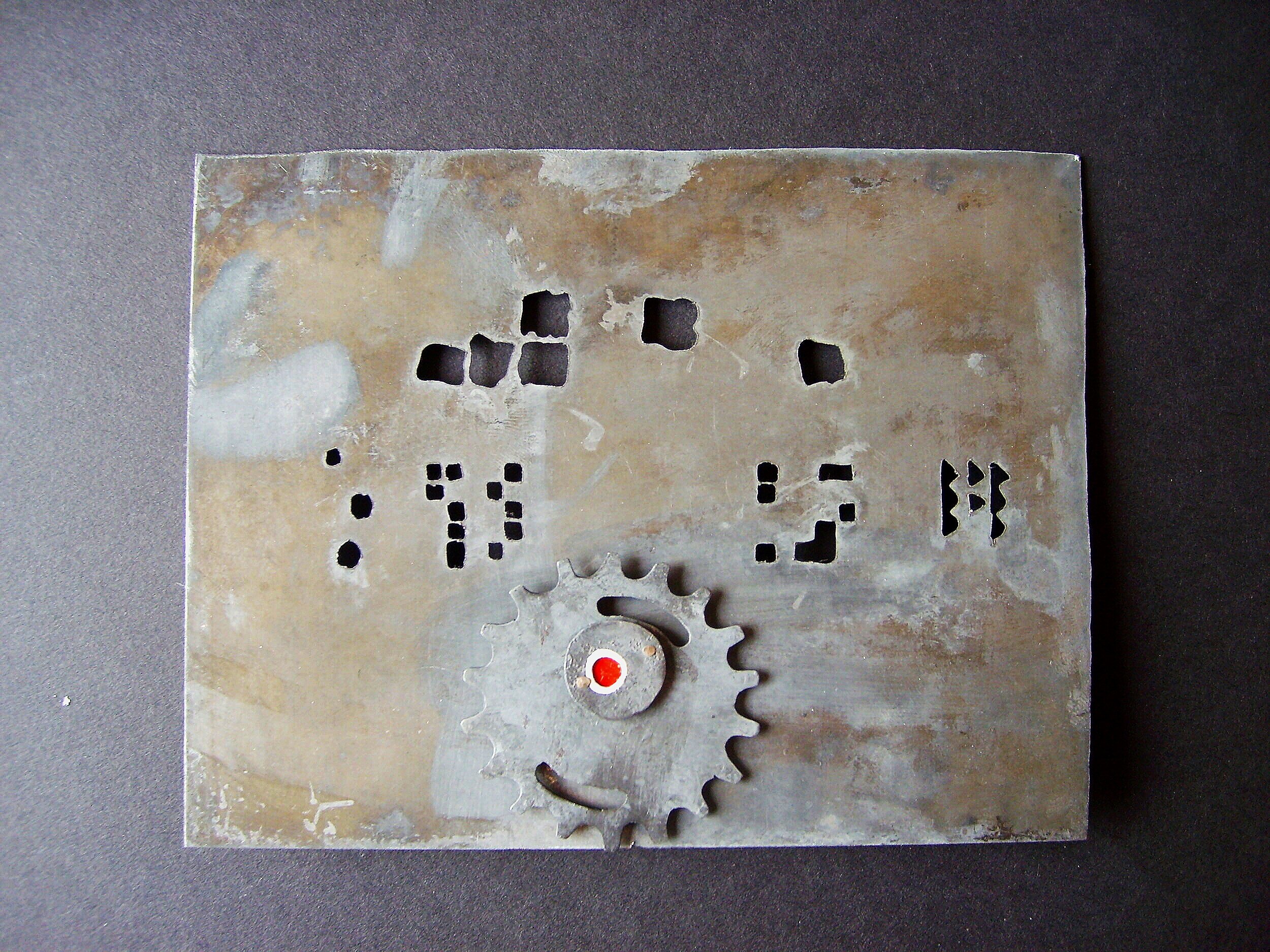 Turn Me On 'Nr 1' - Materials:  etched zinc, paint, push pin