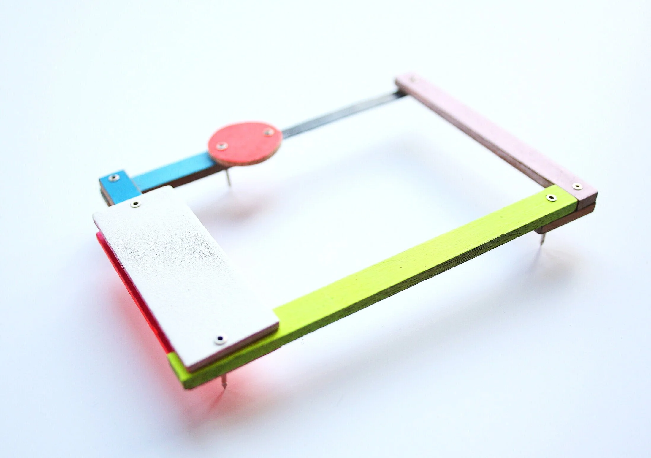 Construction Area - Brooch - Materials: (found) wood, silver, paint - Collection CODA Museum, Apeldoorn