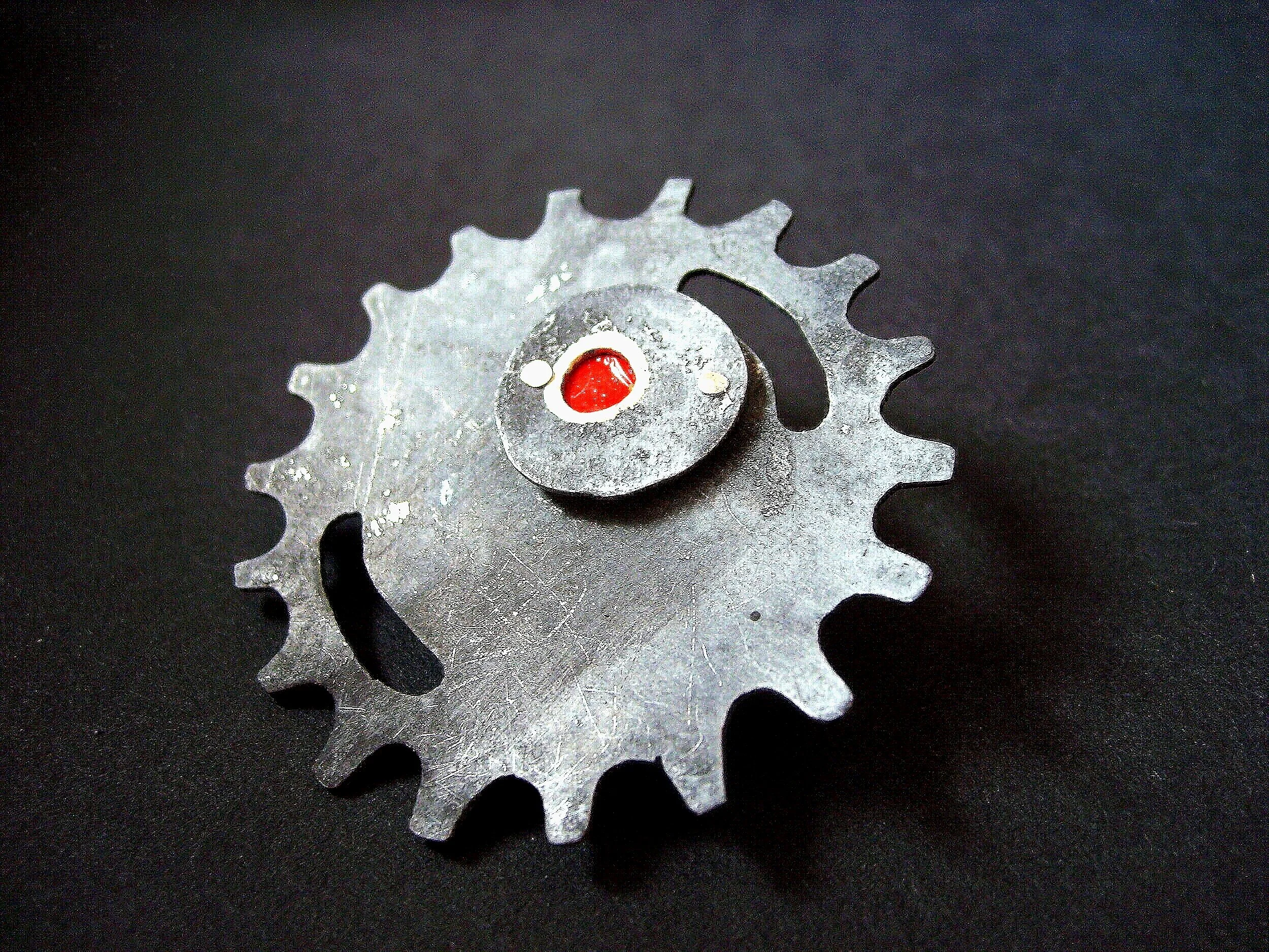 Turn Me On 'Nr 1' - Materials:  etched zinc, paint, push pin