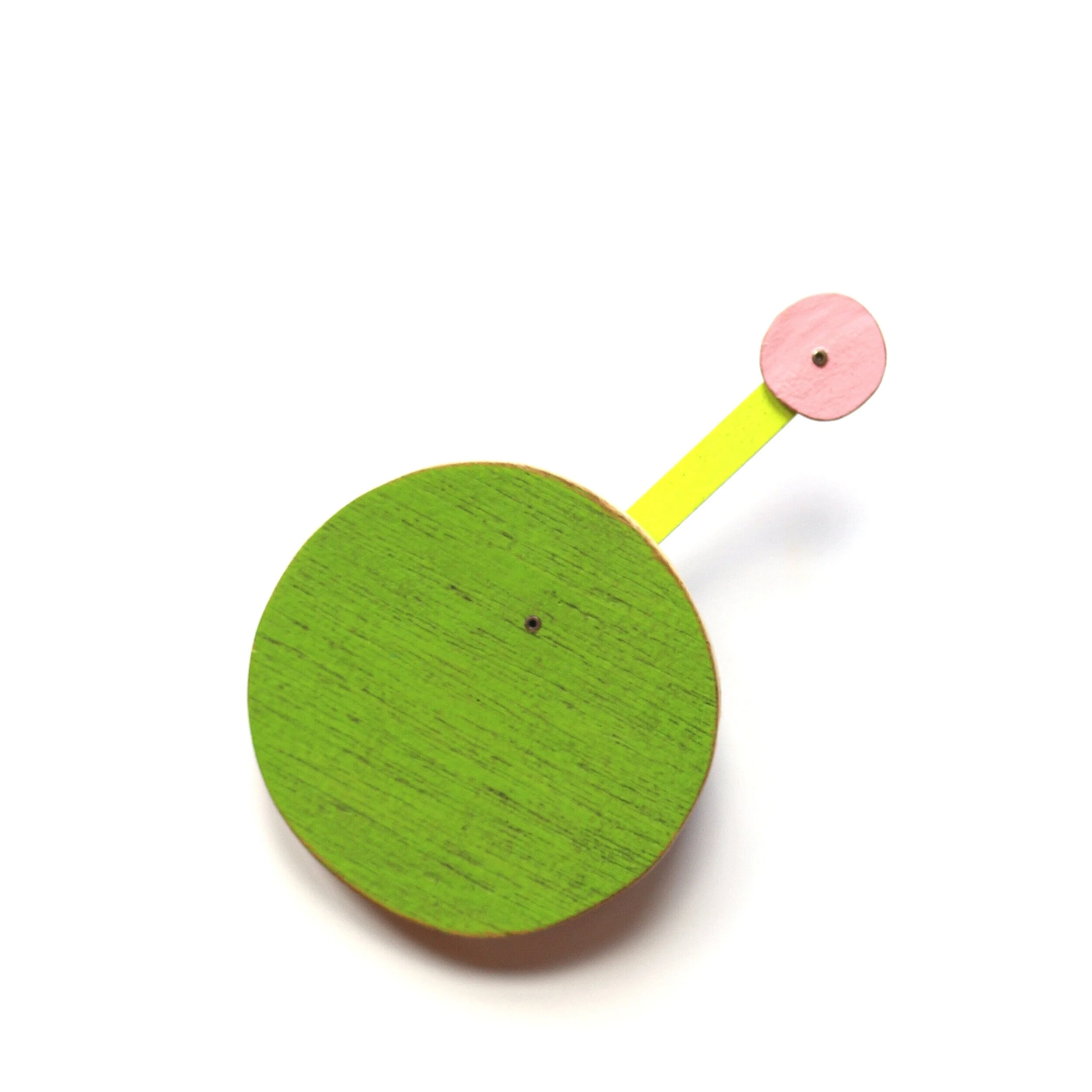 I am around you - Kinetic Brooch -
Materials: (found) wood, paint, silver - sold