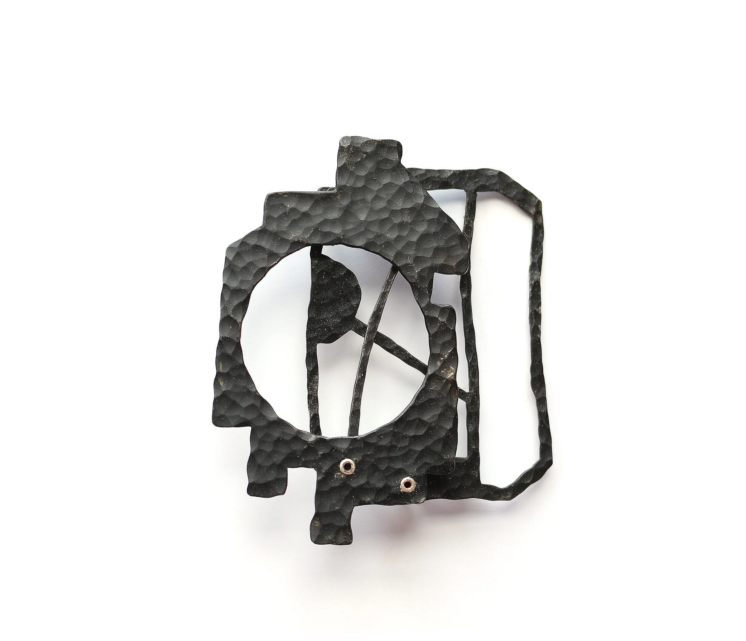 Harbour Works II. - Materials: steel, silver, aluminium - Kinetic Brooch /closed/ 