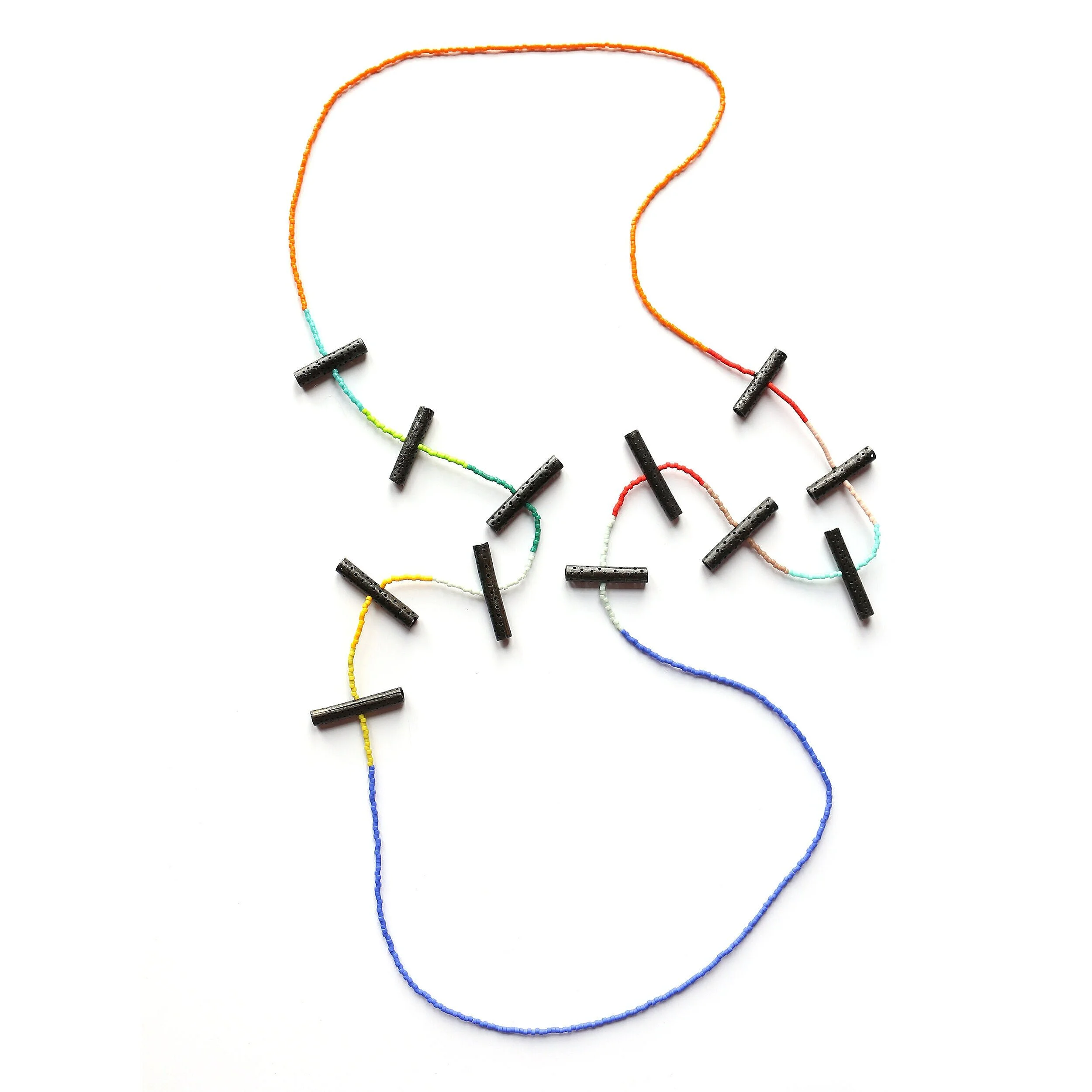 Time II. - Necklace, 2021 - Materials: zinc, Japanese glass beads, nylon cord - Collection CODA Museum, Apeldoorn, NL
