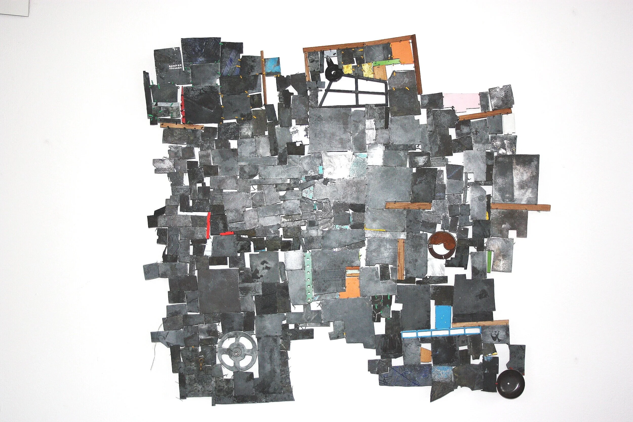 Budapest - Wall Object - Materials: zinc, found objects, wood, toys, paint, iron wire - sold 