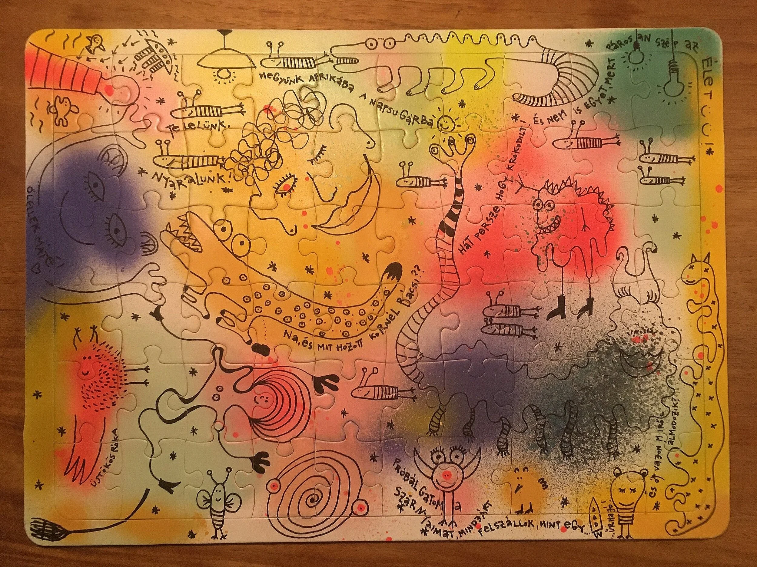 spray paint on blanco paper puzzle