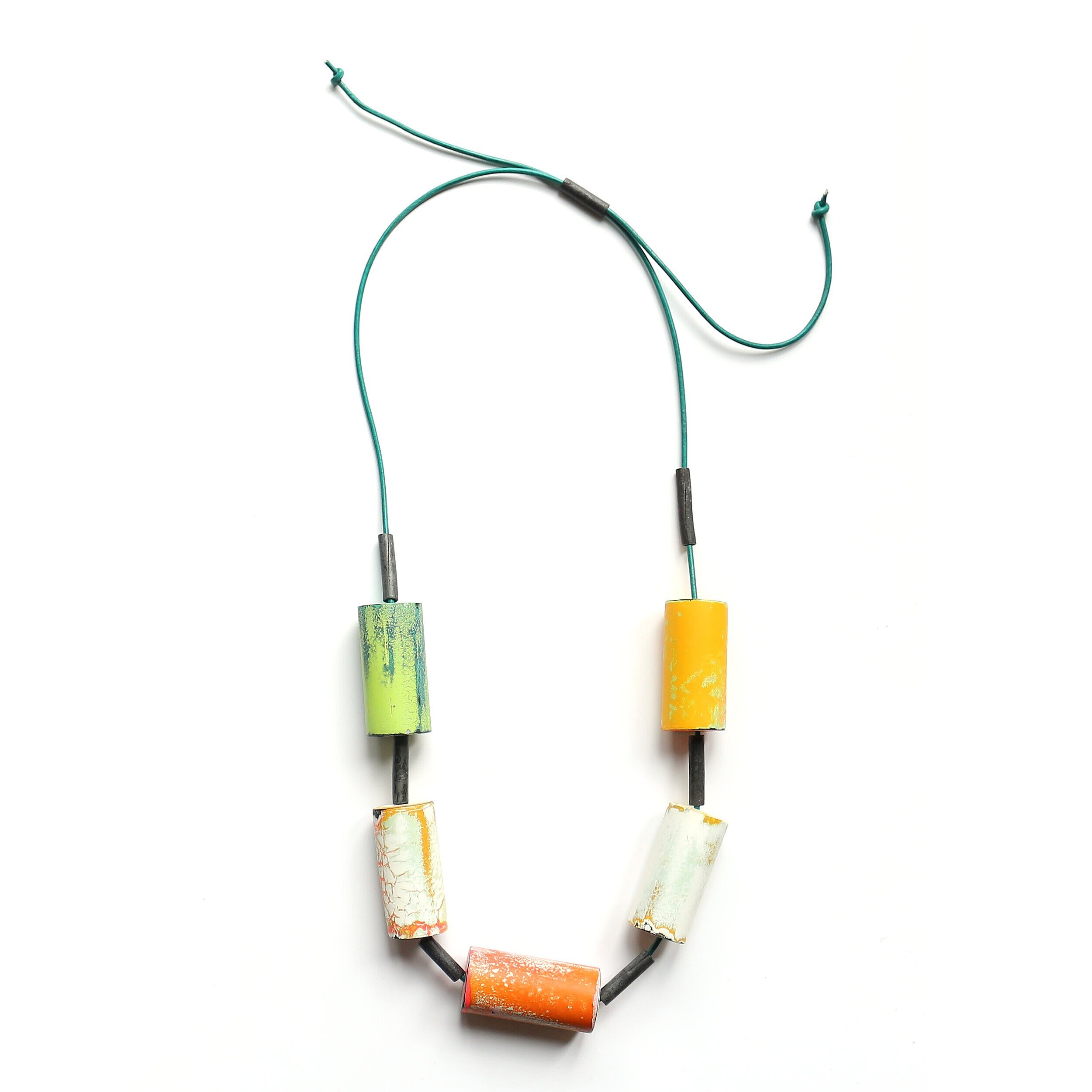  Multicolor tube - Materials: zinc, paint, leather - private collection