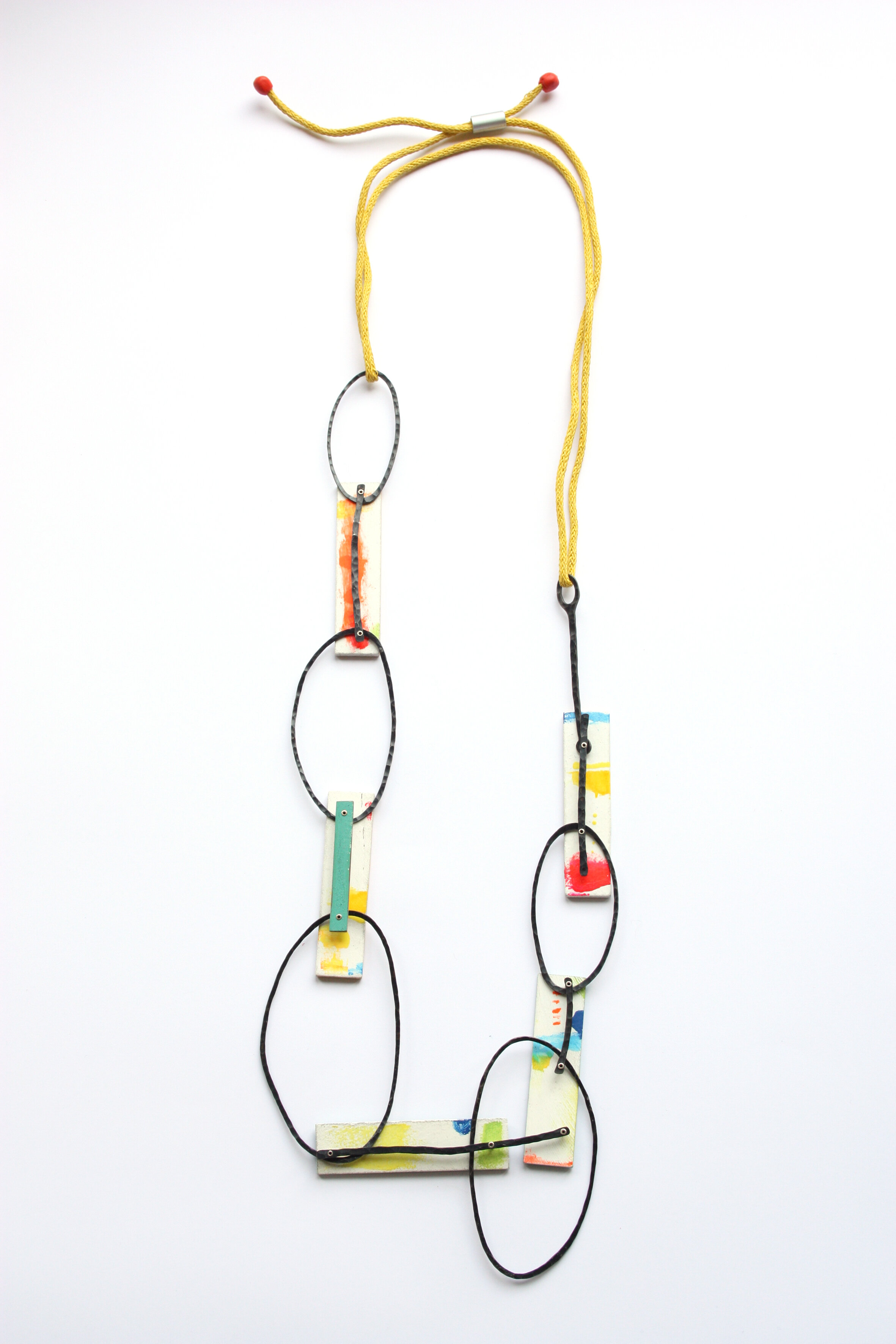 Birds flying high - Materials: steel, wood, paint, silver, paper rope, sealing wax - sold