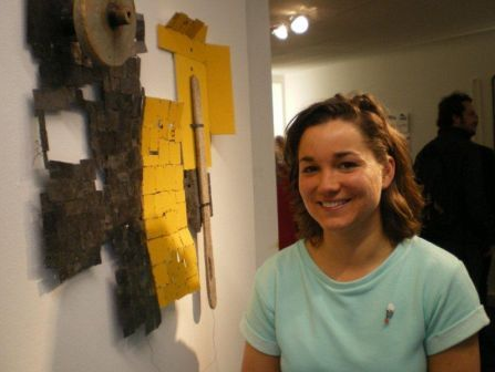 Me next to the Wall Object 'Remnants' 