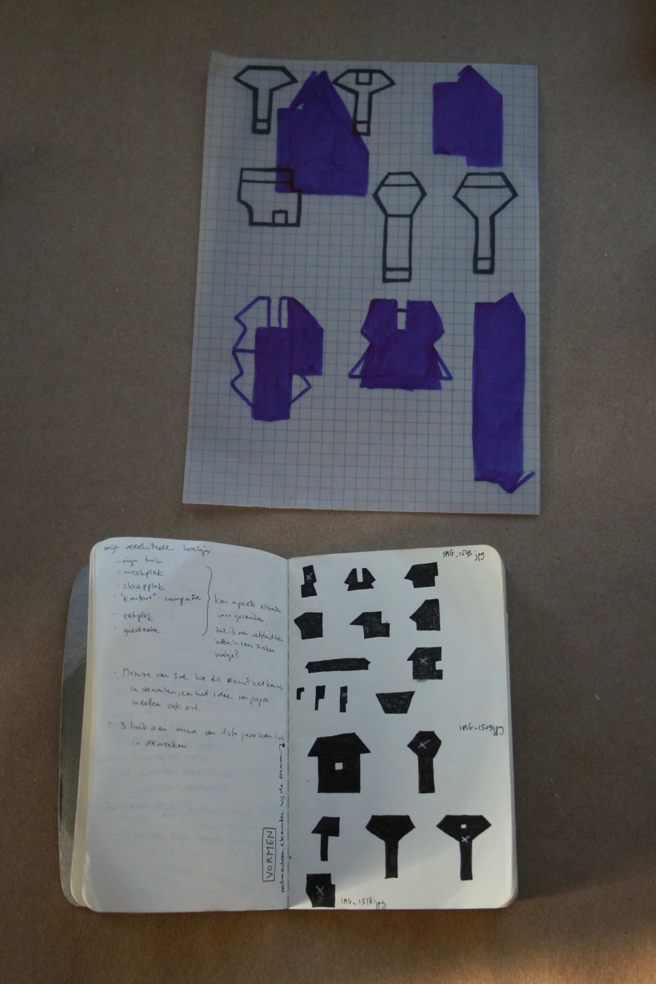Brainstorming process - these are the shapes of the cornerstones of the windows. Some of these shapes became elements in the necklace. My little project book I collected all the ideas, inspiration, information and drawings around this project. 