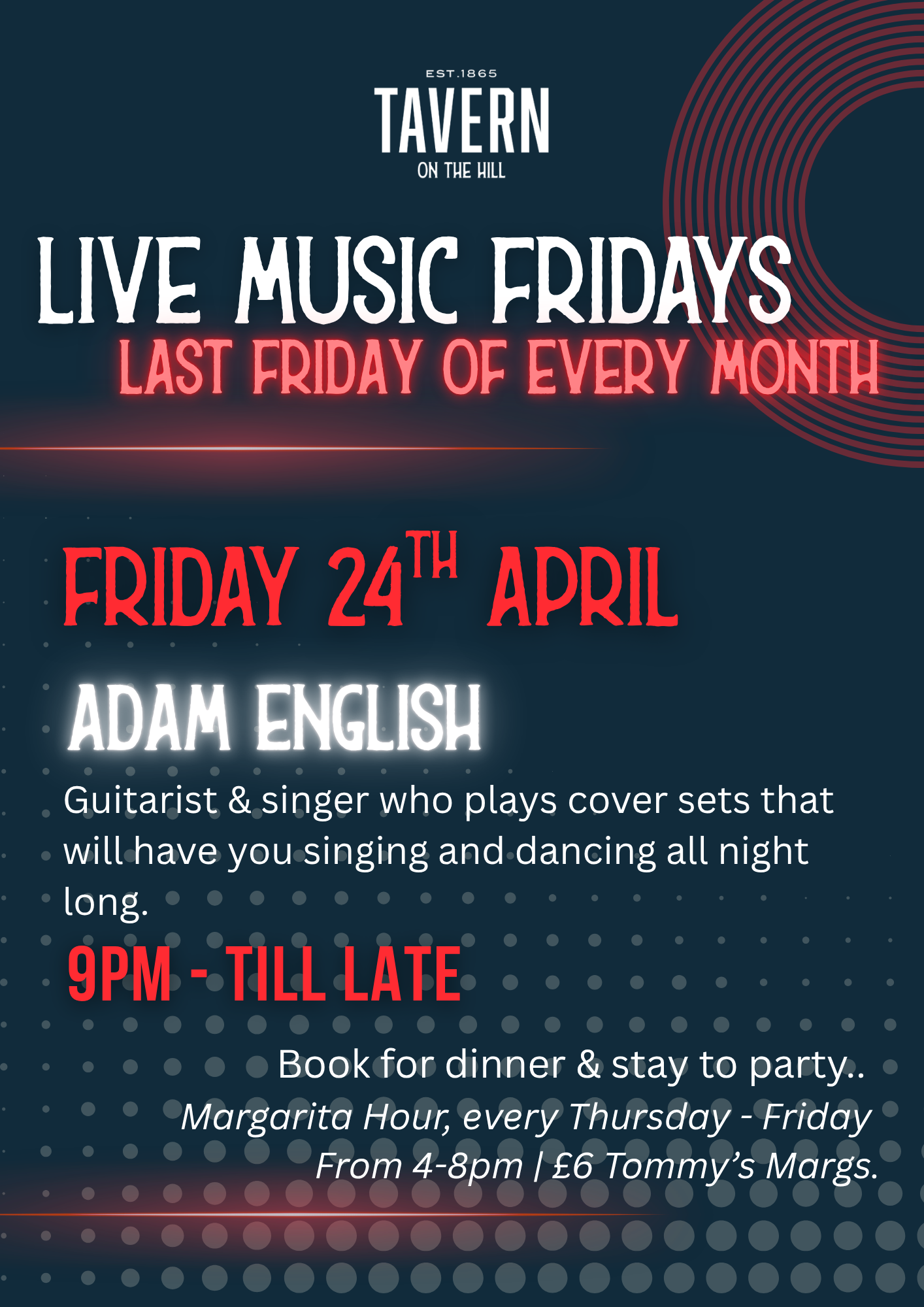 Live music, last Friday of every month