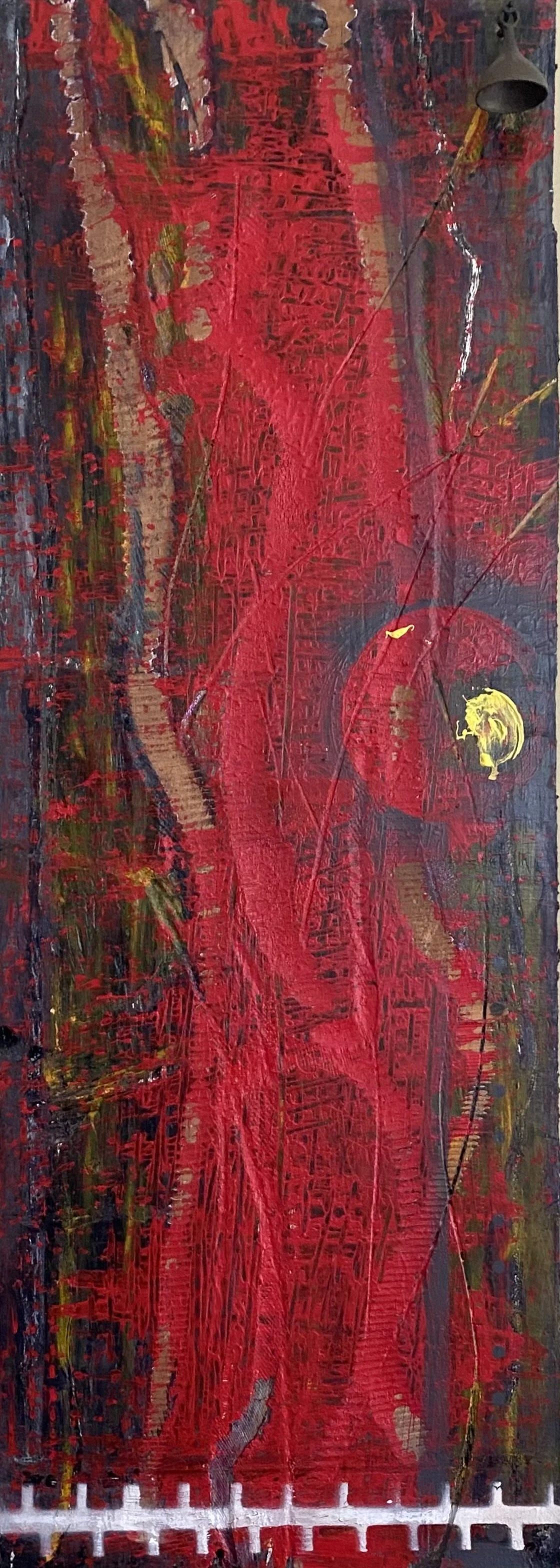 Bell for Roz - Mixed Media Acrylic on 15x42" Panel