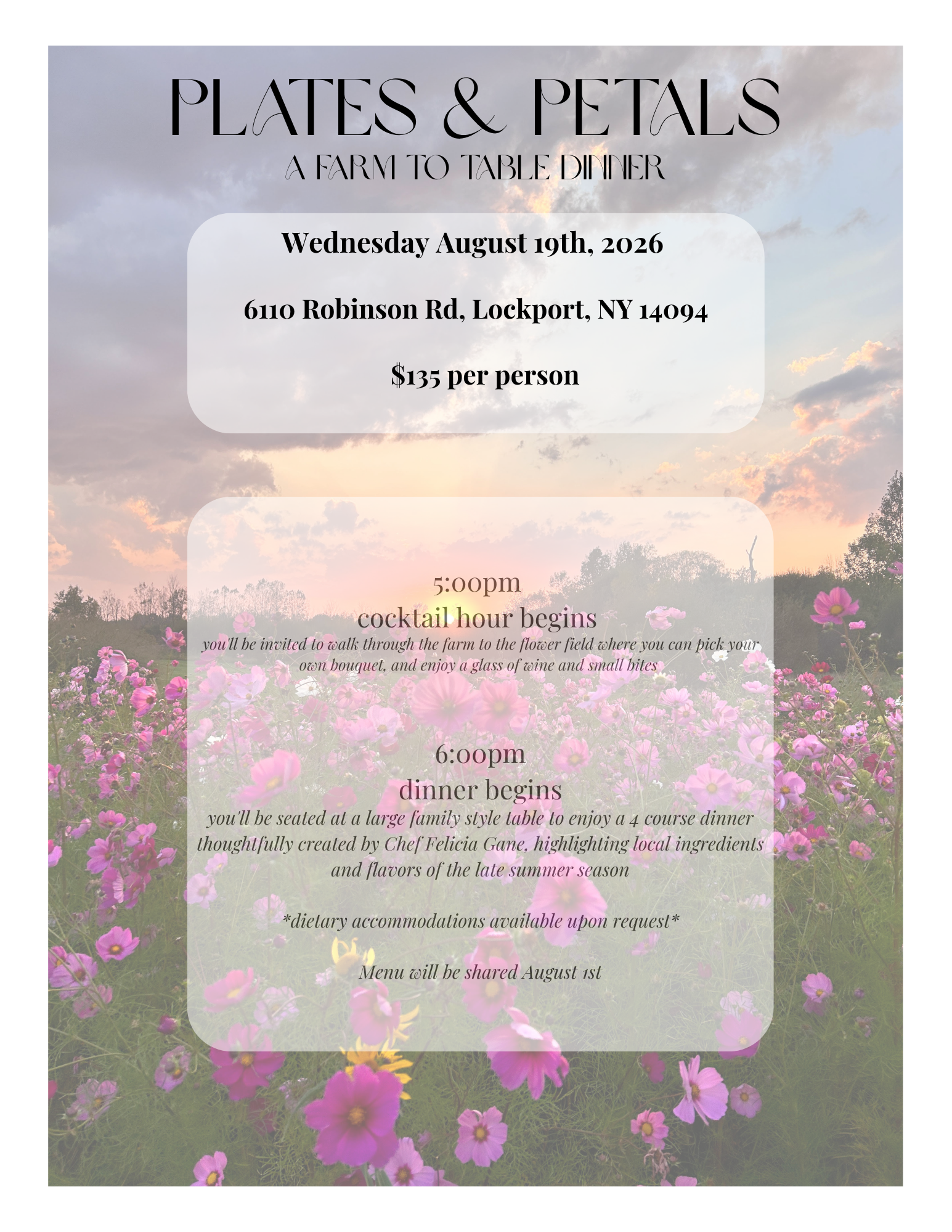 Plates and Petals, a farm to table dinner. 