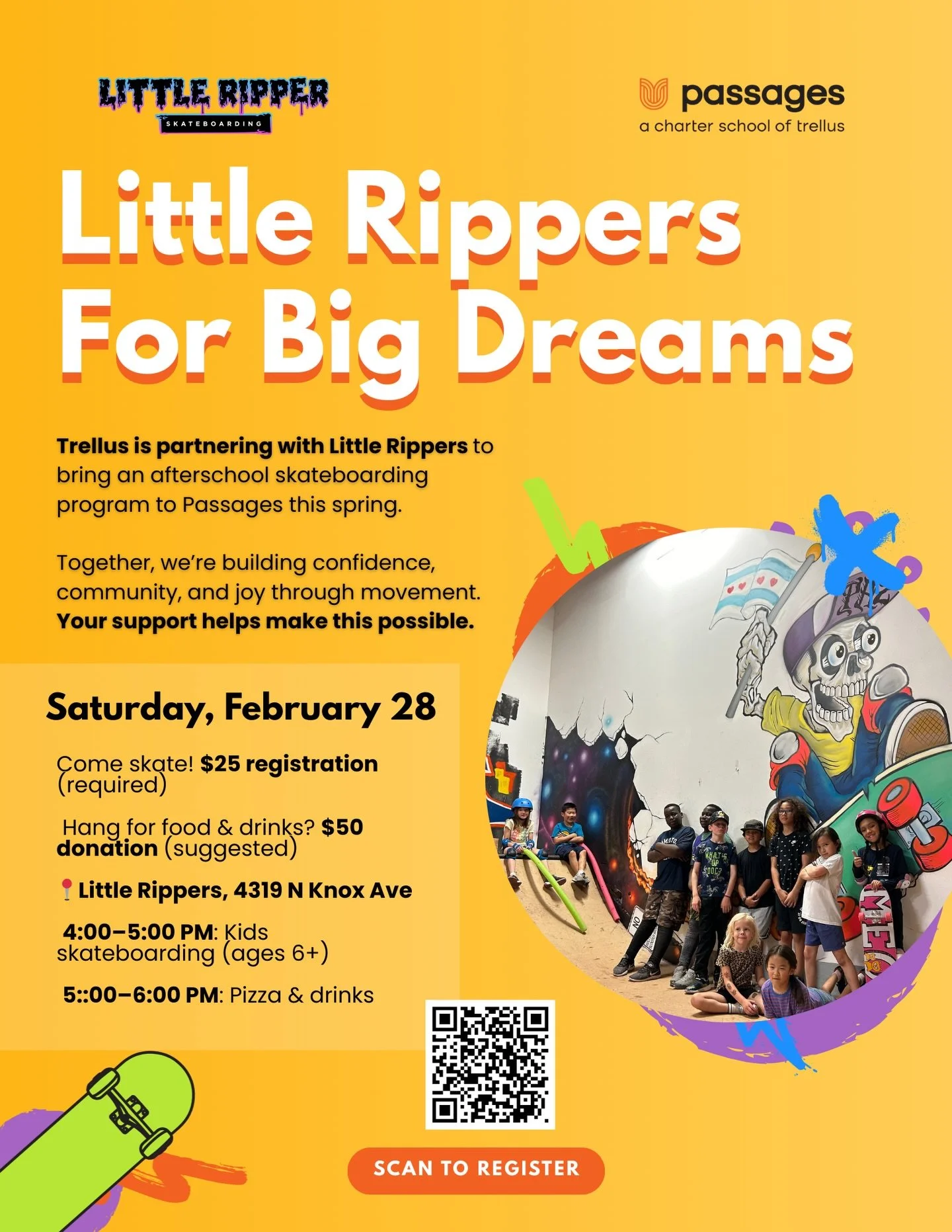 THIS SATURDAY ❤️&zwj;🔥🛹

We&rsquo;re coming together for more than just a skate jam &mdash; we&rsquo;re coming together for our city.

This fundraiser has two parts:
🛹 Kids Skate Jam &ndash; $25 registration
🍔 Food + Drinks &ndash; Free RSVP (don