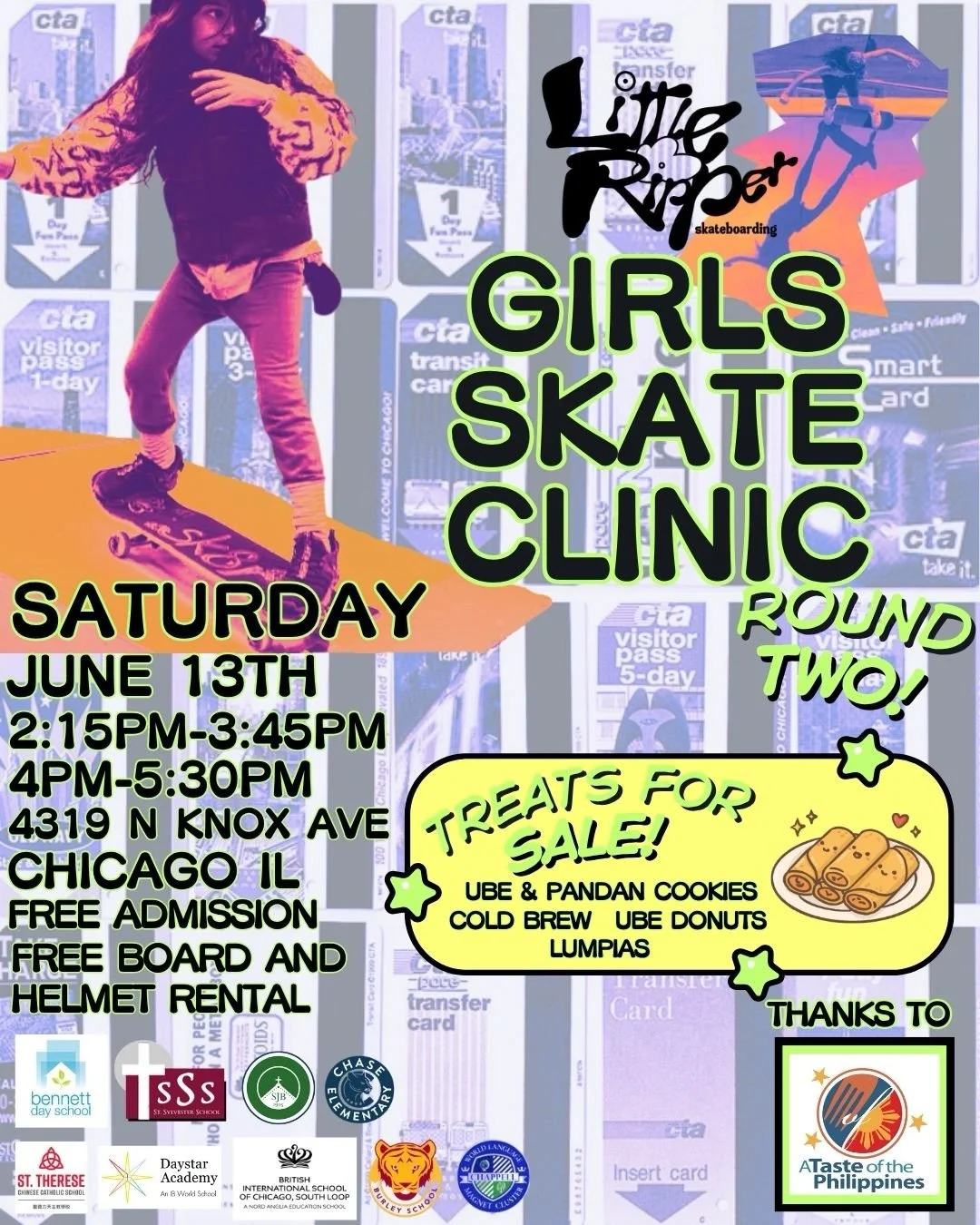 This Saturday, 6/13‼️

We&rsquo;re especially excited about our collab with @tasteofthephilippines because the girls of Chicago deserve more skate spaces and more Ube Cookies❤️&zwj;🔥

One of our favorite parts of this event is getting to spotlight a