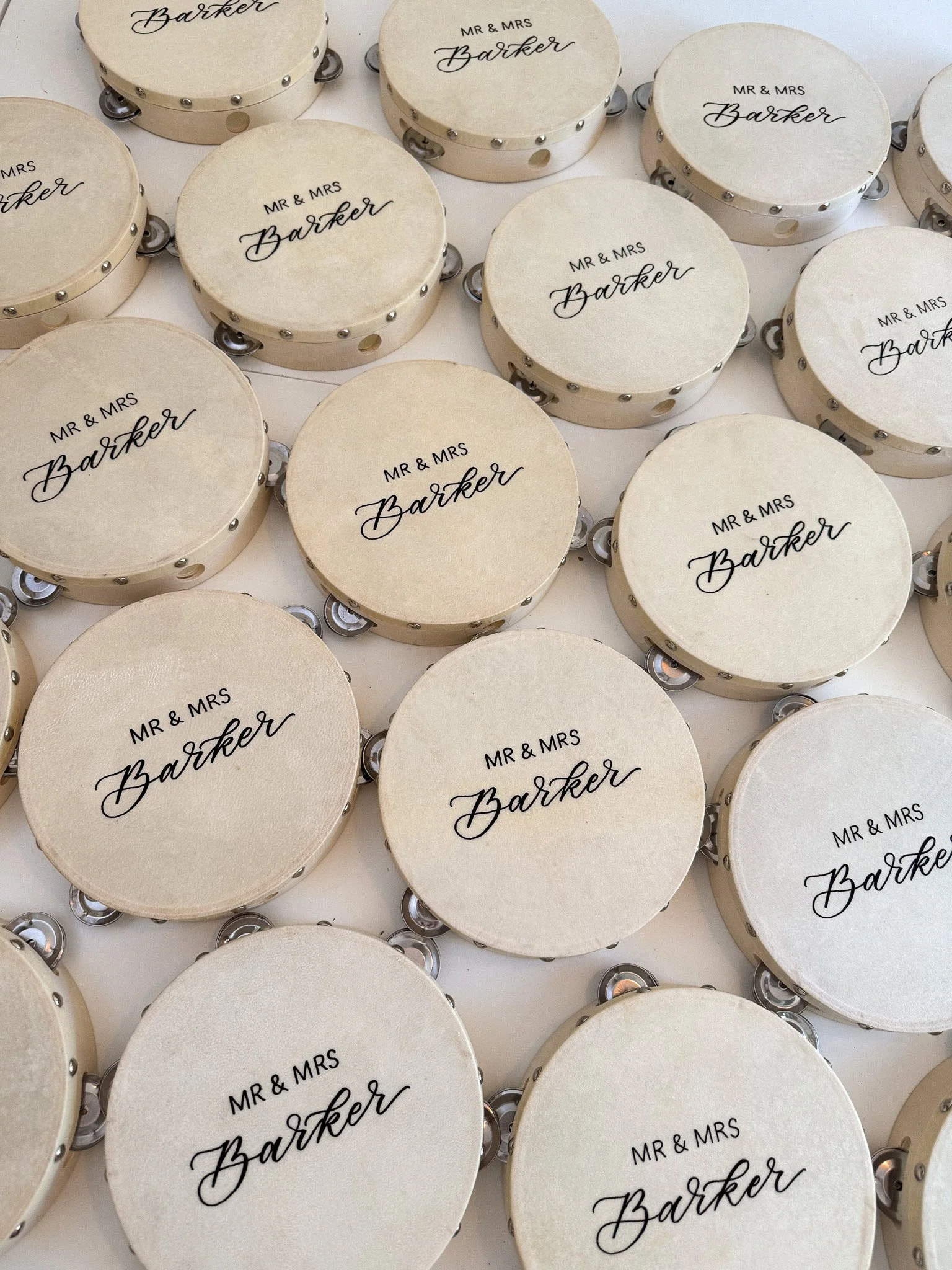 tambourine wedding place cards