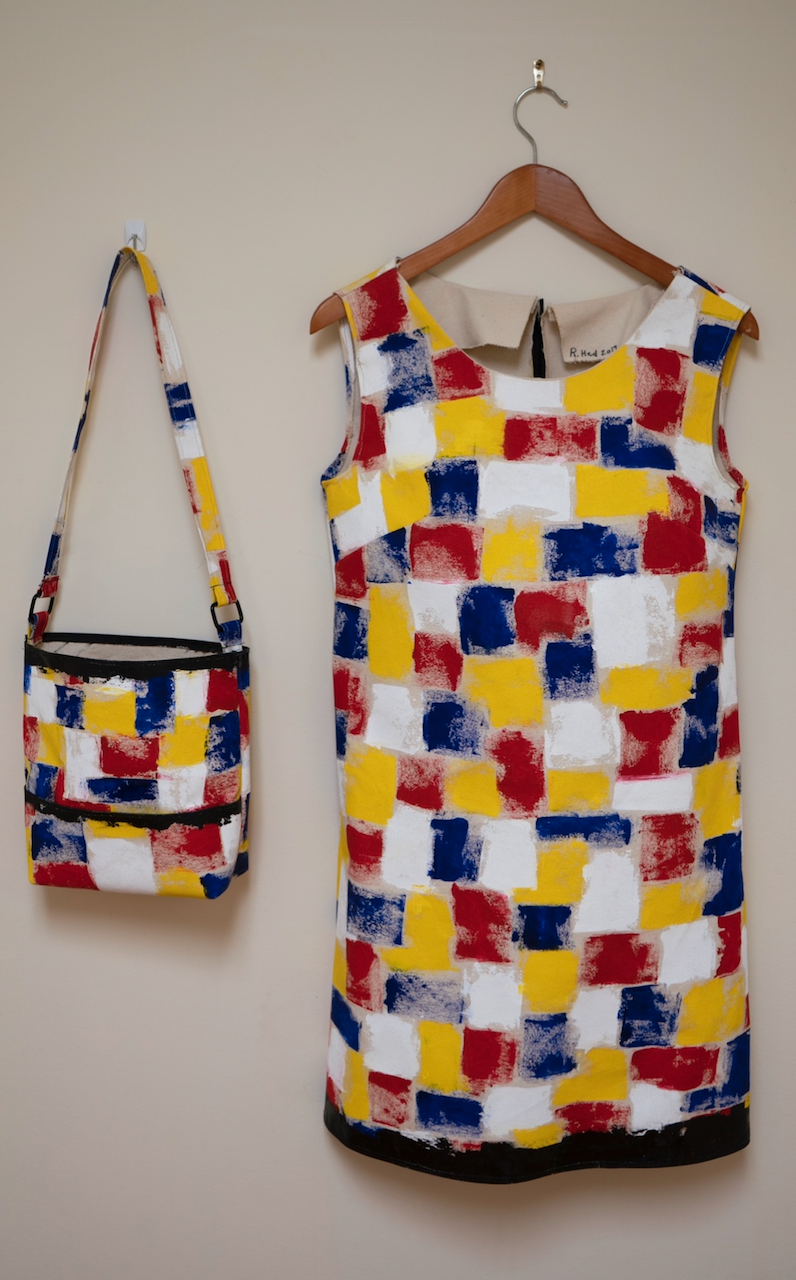 "Dress Composition in Red, Blue, and Yellow," 2019,
Acrylic on Canvas