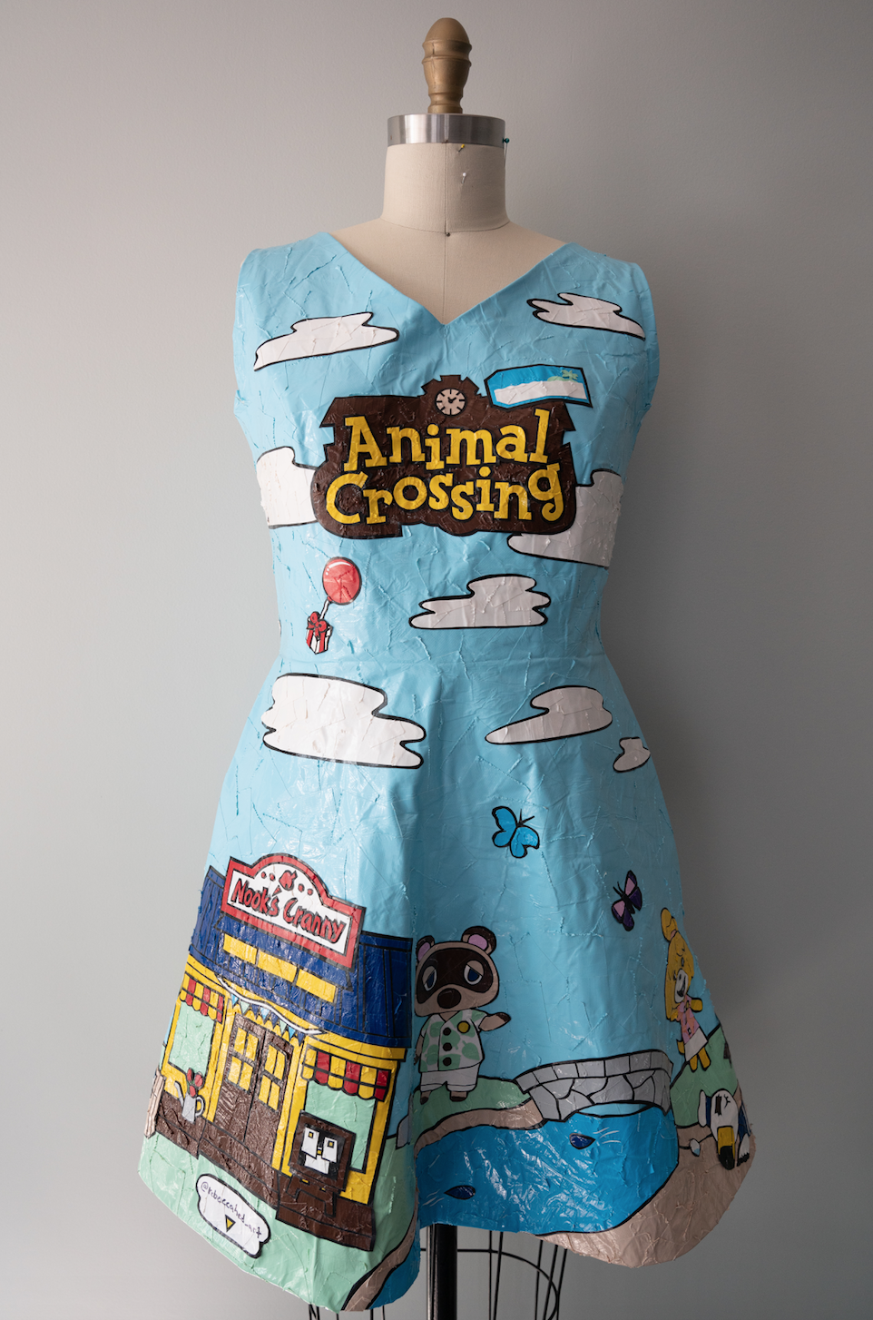"New Horizons" Front, An Animal Crossing themed dress. 2023