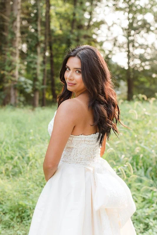 Roma Gown with Obi Bow and Lace Topper