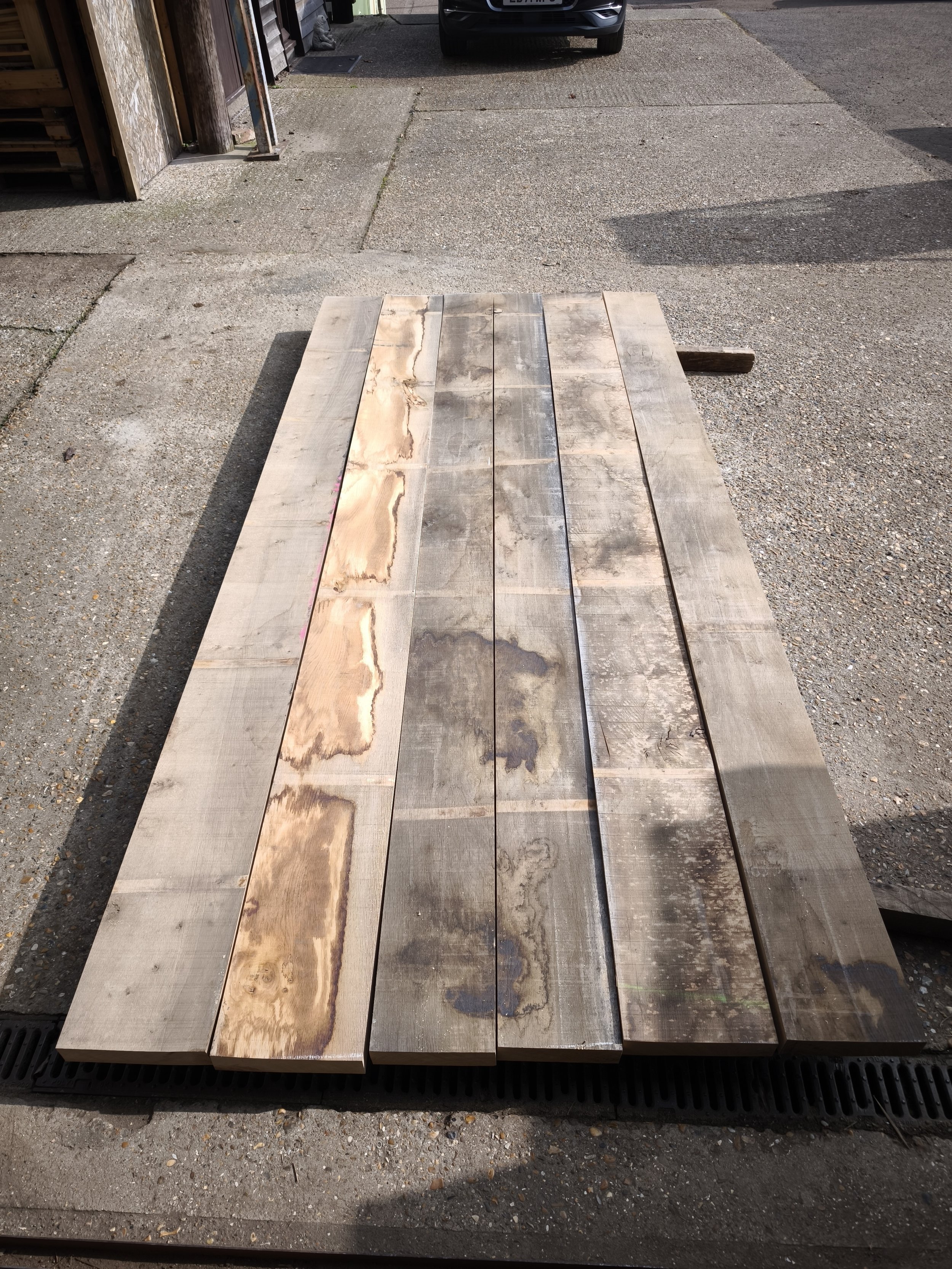 Once chosen, we rough cut the boards so we can figure out how they should be positioned