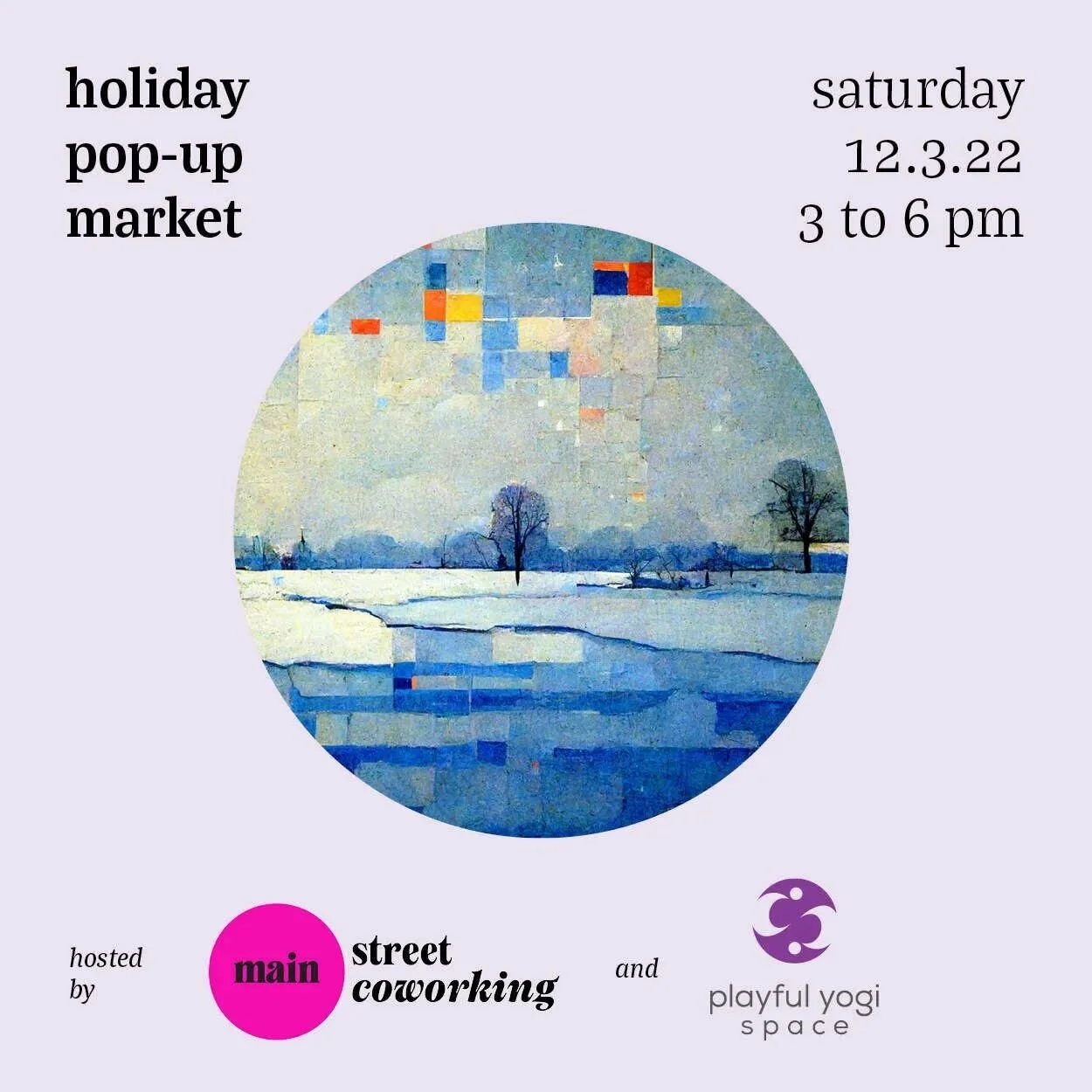 Come, one and all, to our holiday pop up market!

It's taking place this Saturday (Dec. 3rd) from 3 to 6 pm here at @mainstreetcoworking and also at @playfulyogispace &mdash; the lovely yoga studio across the street.

Guys, it's going to be epic.

I'